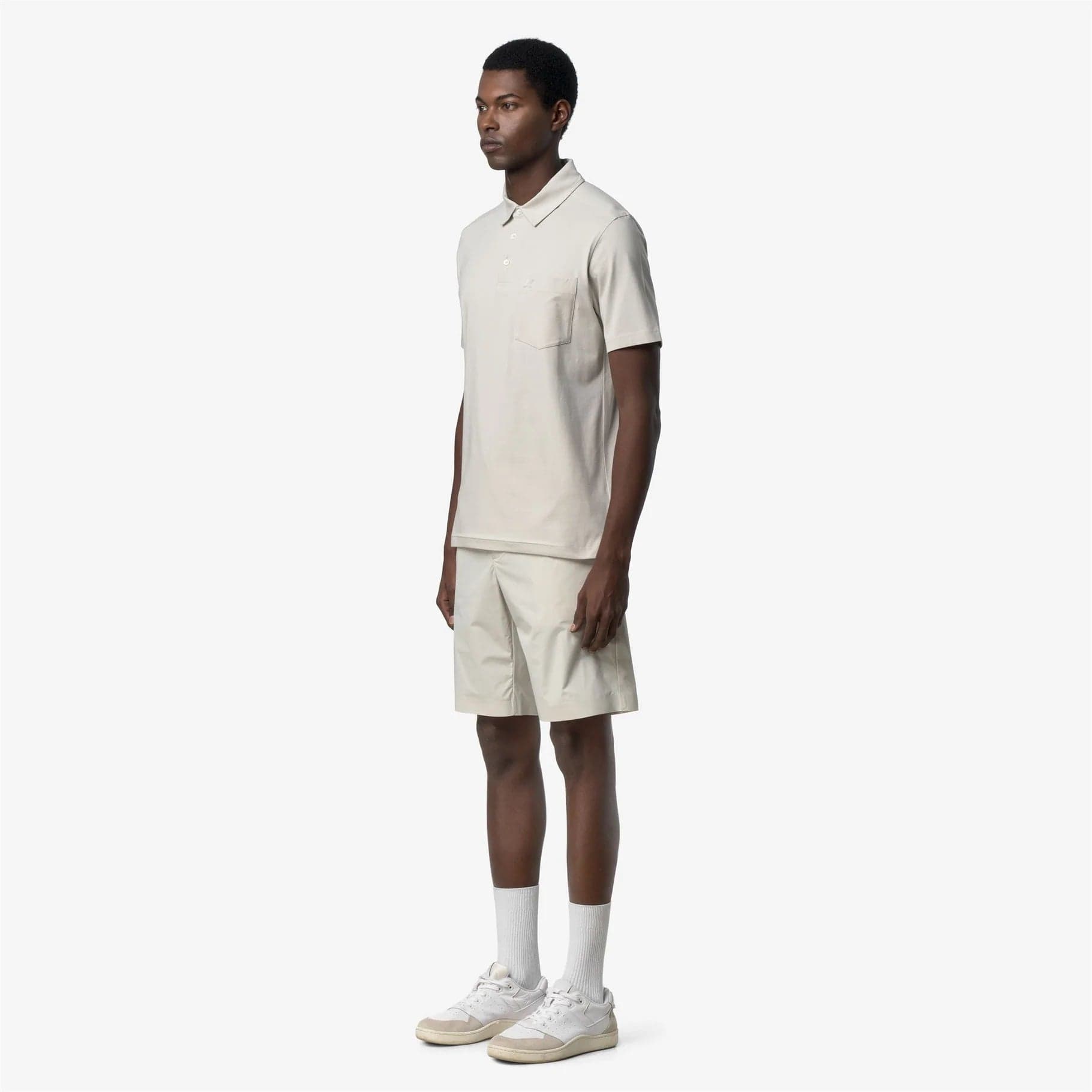 Polo uomo K-Way Vanoine beige slim fit in cotone stretch manica corta - 2