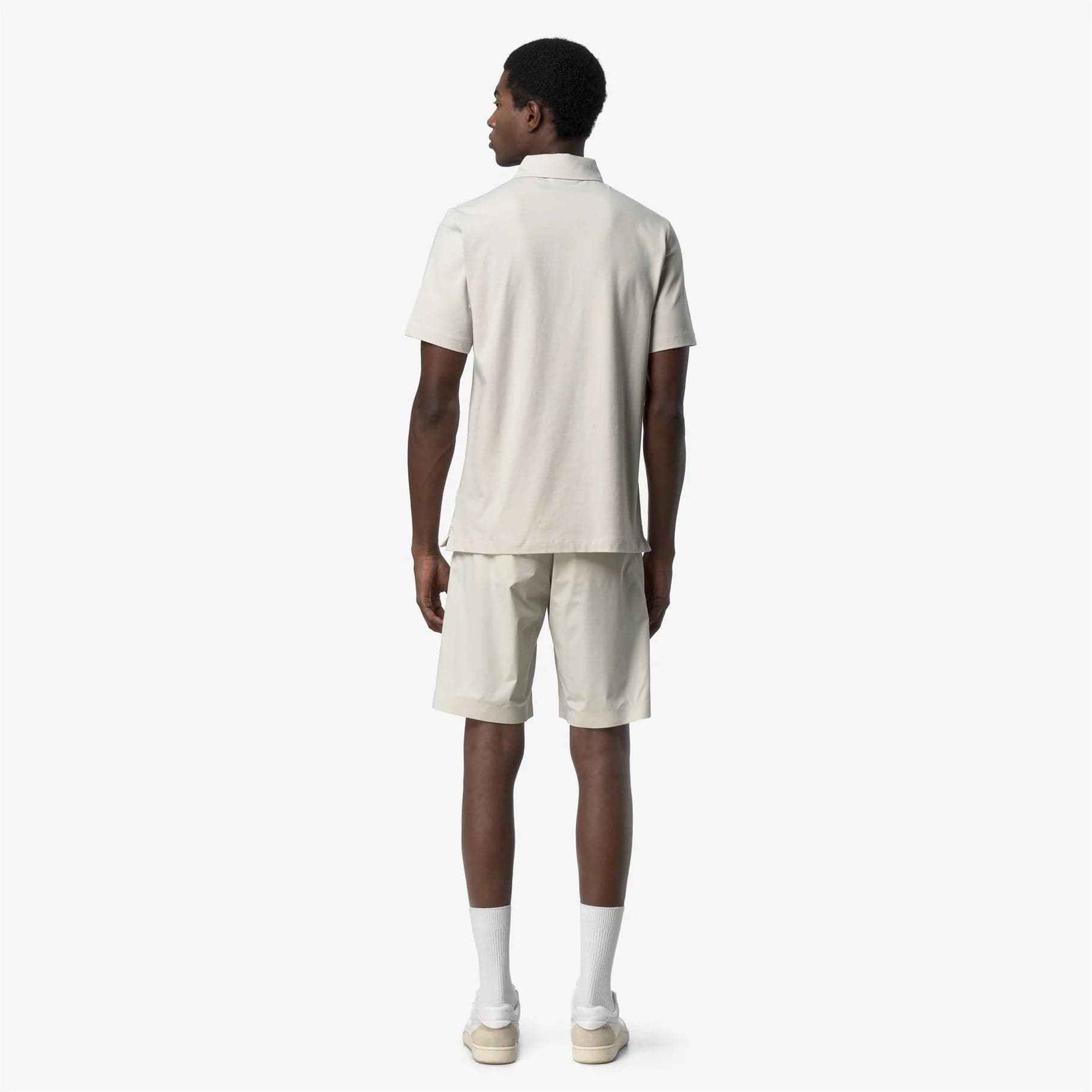 Polo uomo K-Way Vanoine beige slim fit in cotone stretch manica corta - 4