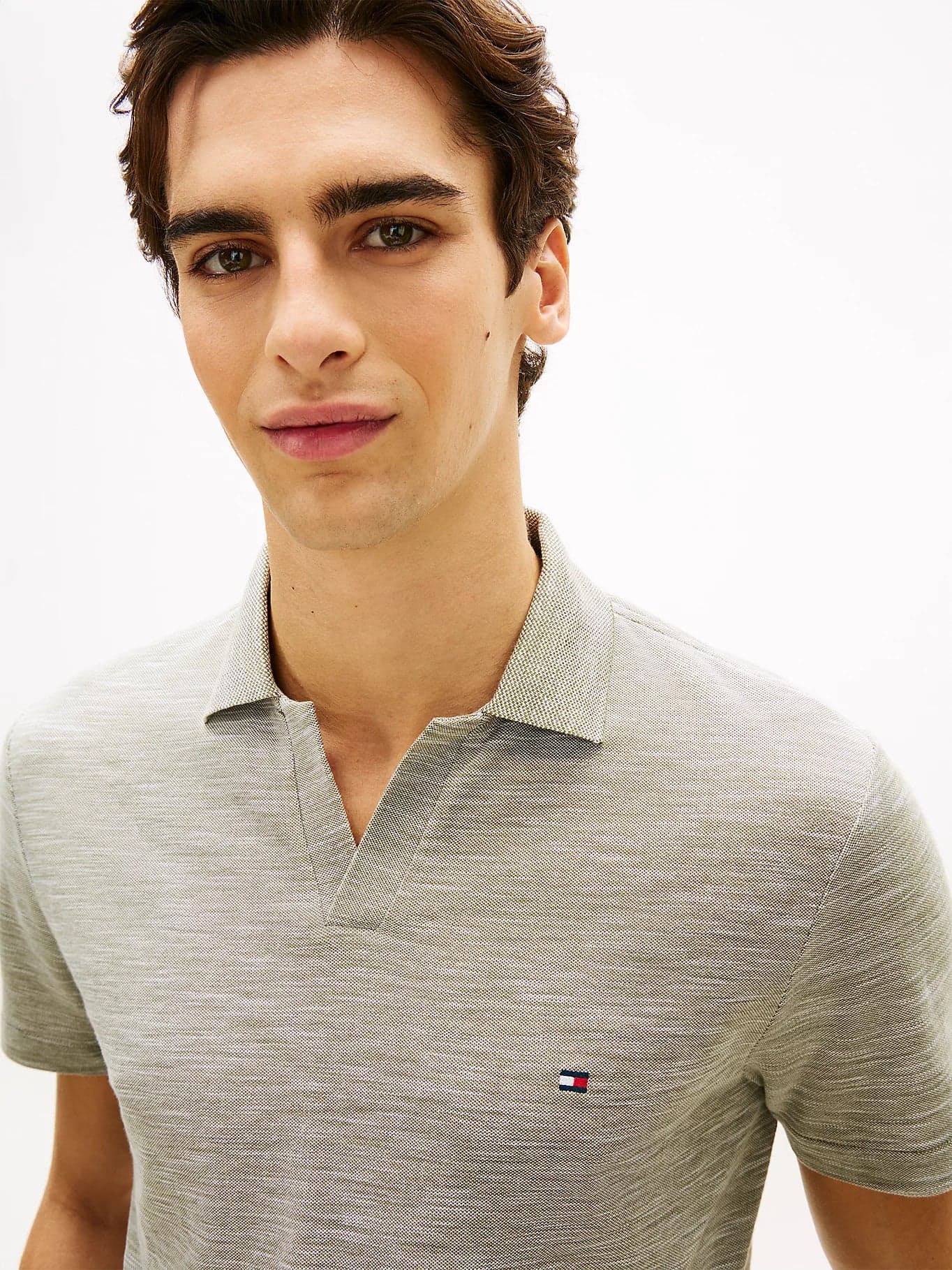 Polo uomo Tommy Hilfiger in piqué di cotone Oxford regular fit grigia MW0MW384820H9 - 2