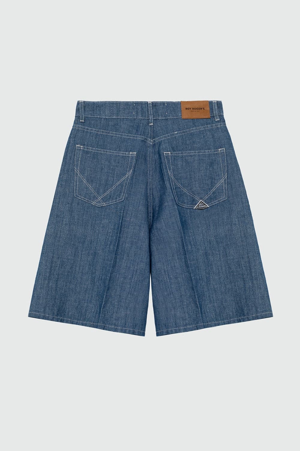 Roy Roger's bermuda donna in denim chambray cotone lino vita alta - 6