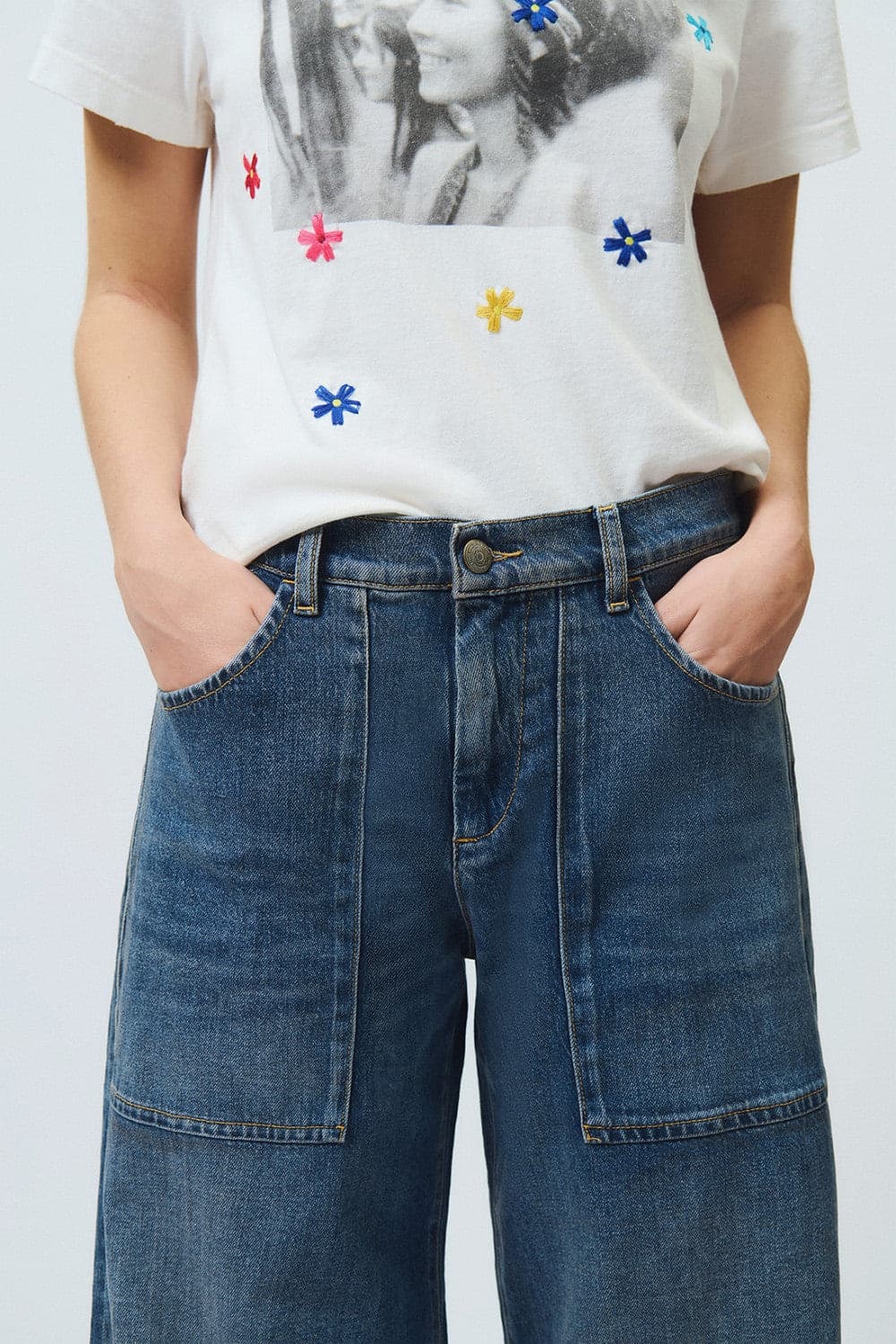 Roy Roger's jeans donna wide fit denim lyocell lavaggio medio Nicky - 3