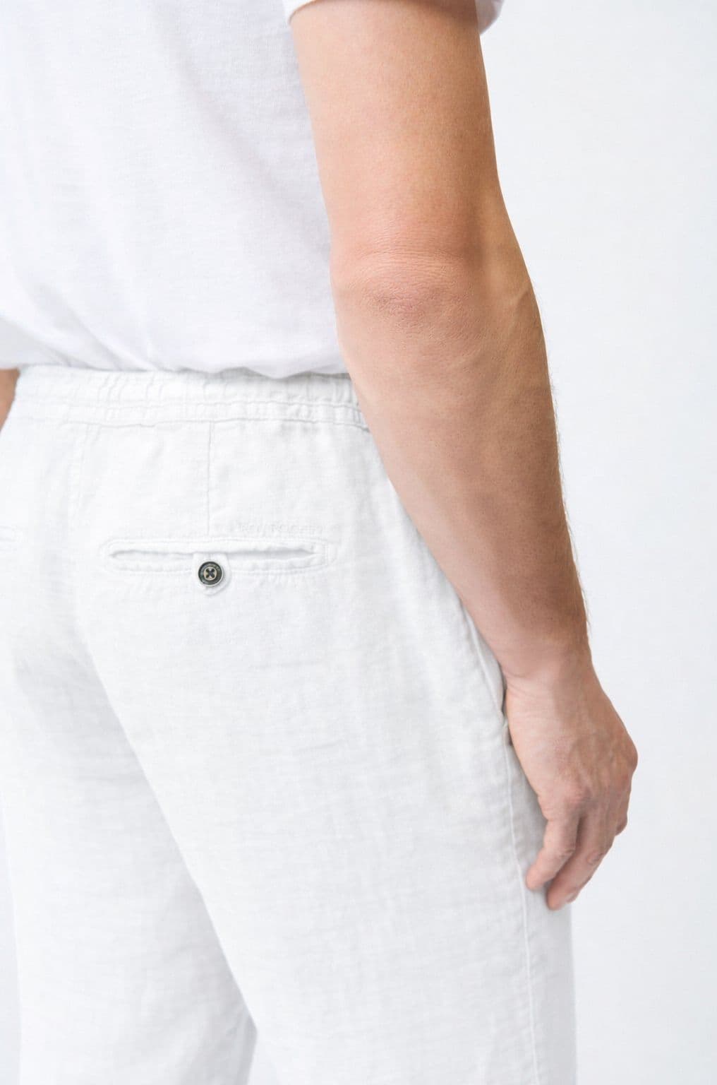 Roy Roger's Pantalone uomo chino portofino heavy linen dyed Optic white - 3