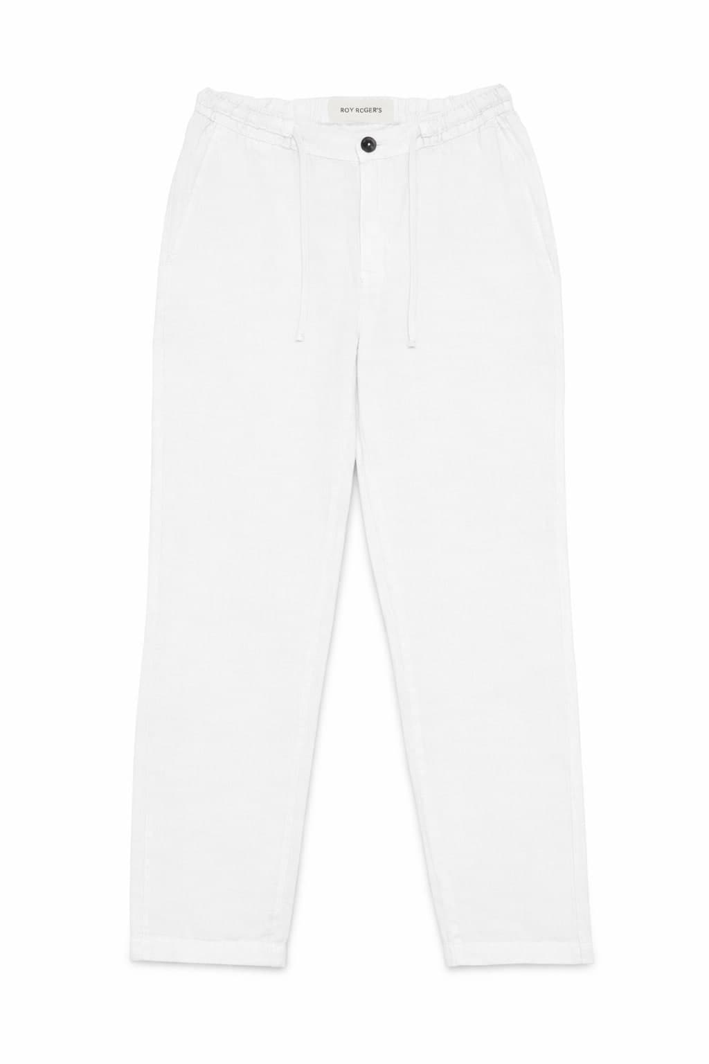 Roy Roger's Pantalone uomo chino portofino heavy linen dyed Optic white - 4