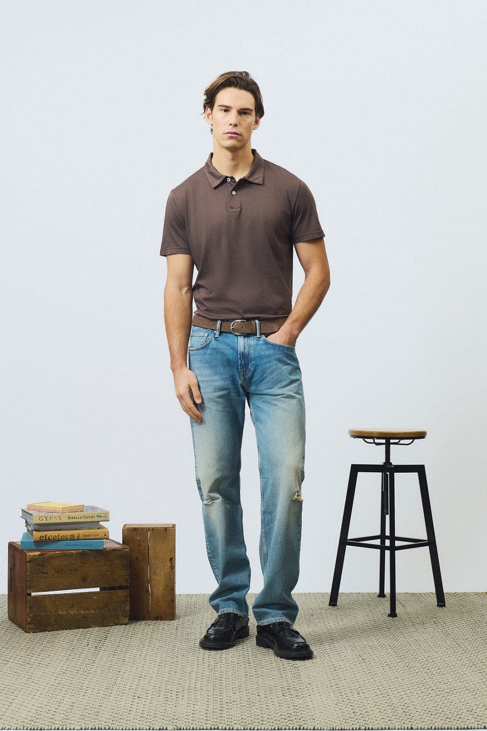 Roy Roger's polo uomo Supima jersey marrone regular fit - 4