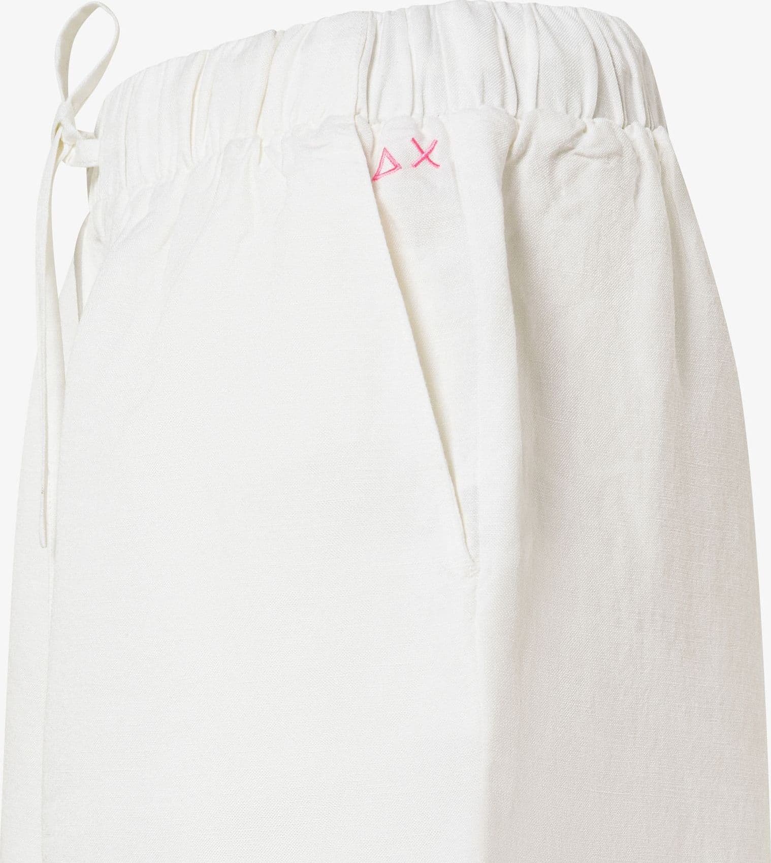 Shorts donna Sun68 bianco panna in misto lino con coulisse - 2