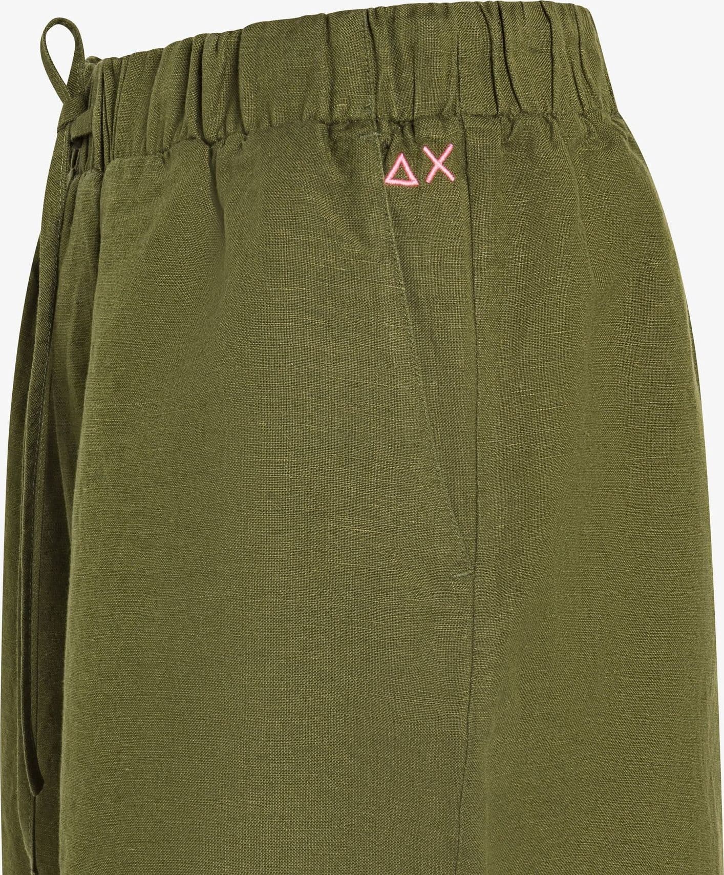 Shorts donna Sun68 verde scuro in misto lino con coulisse - 2