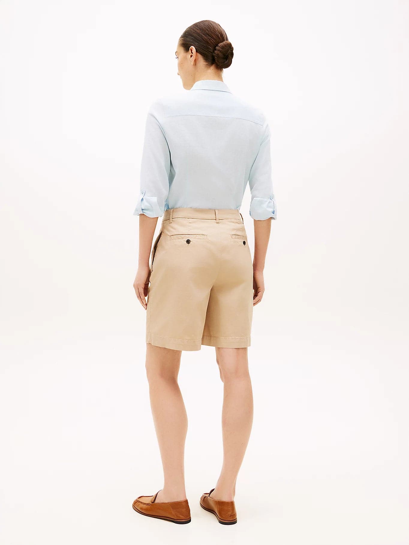 Shorts donna Tommy Hilfiger chino regular fit beige washed WW0WW49648AEG - 4