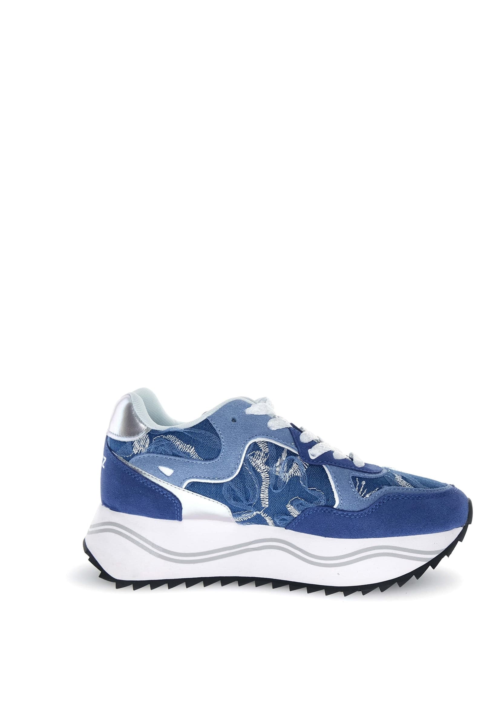 Sneakers donna W6YZ Deva running style in suede e tessuto tecnico blu - 2