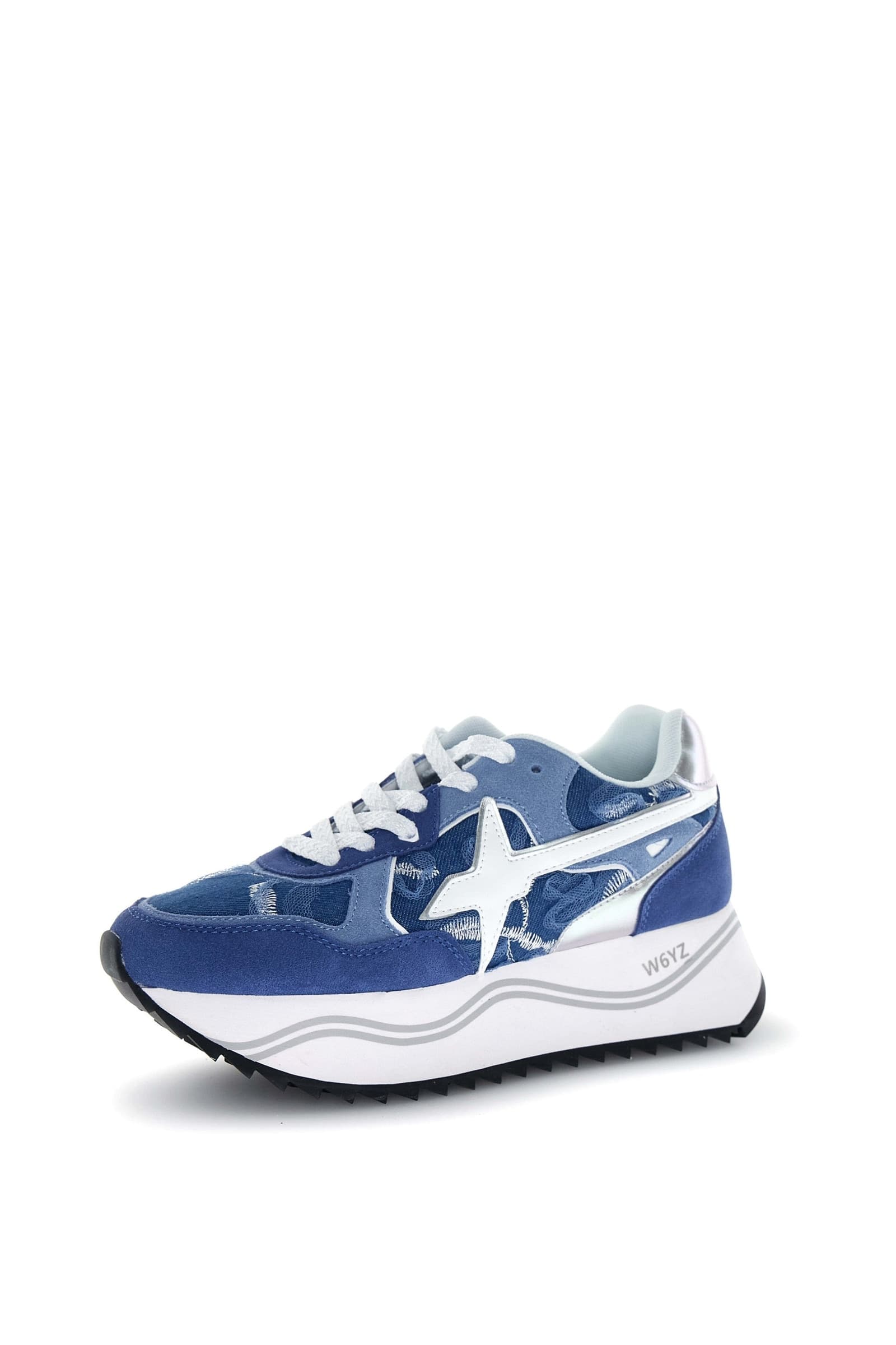 Sneakers donna W6YZ Deva running style in suede e tessuto tecnico blu - 5