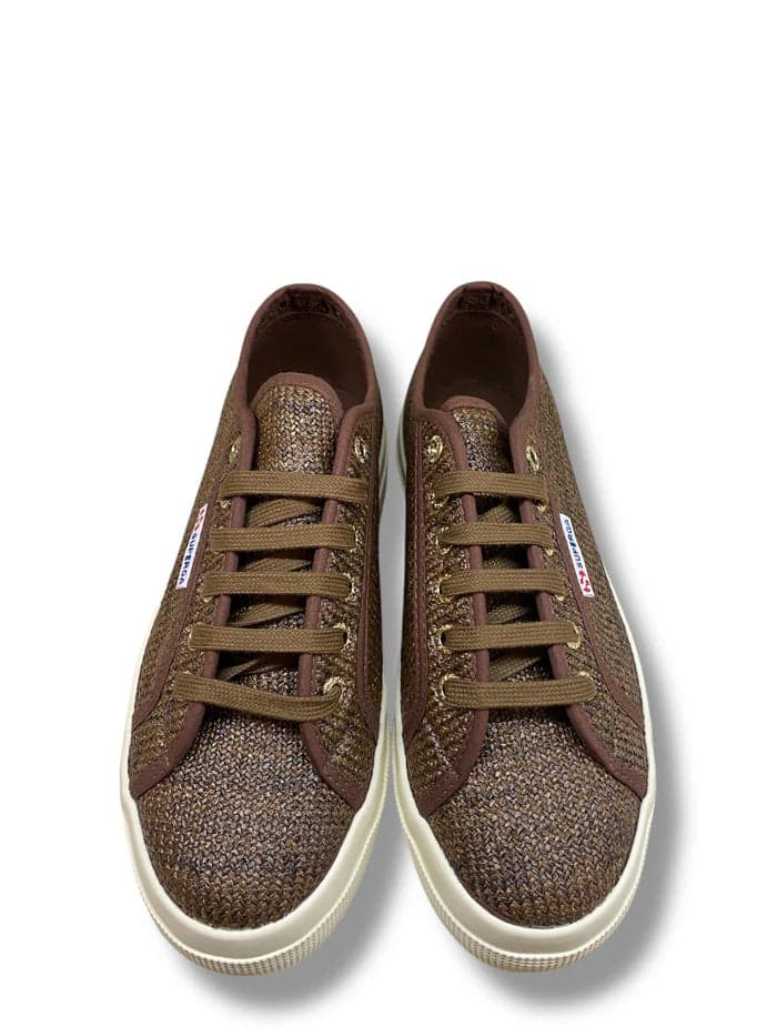 Superga 2740 Platform scarpe Donna Sneakers in Raffia Brown Coffee S41518W 662 - 2
