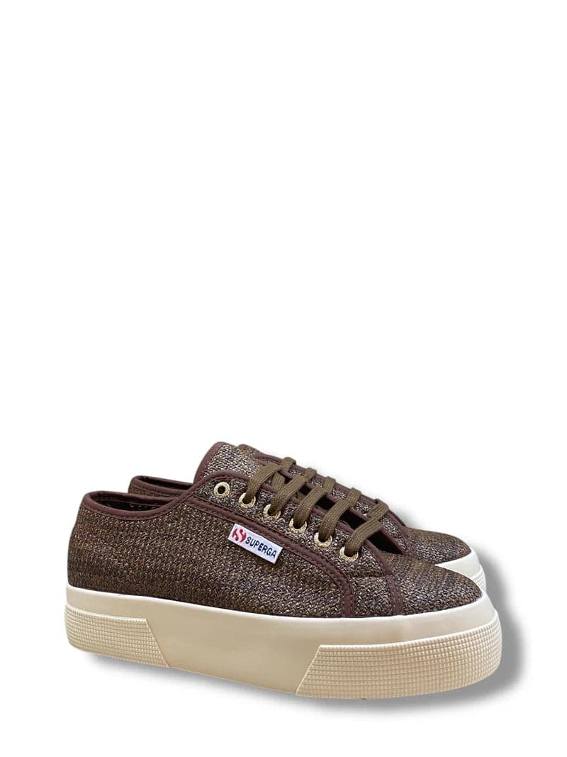 Superga 2740 Platform scarpe Donna Sneakers in Raffia Brown Coffee S41518W 662 - 3