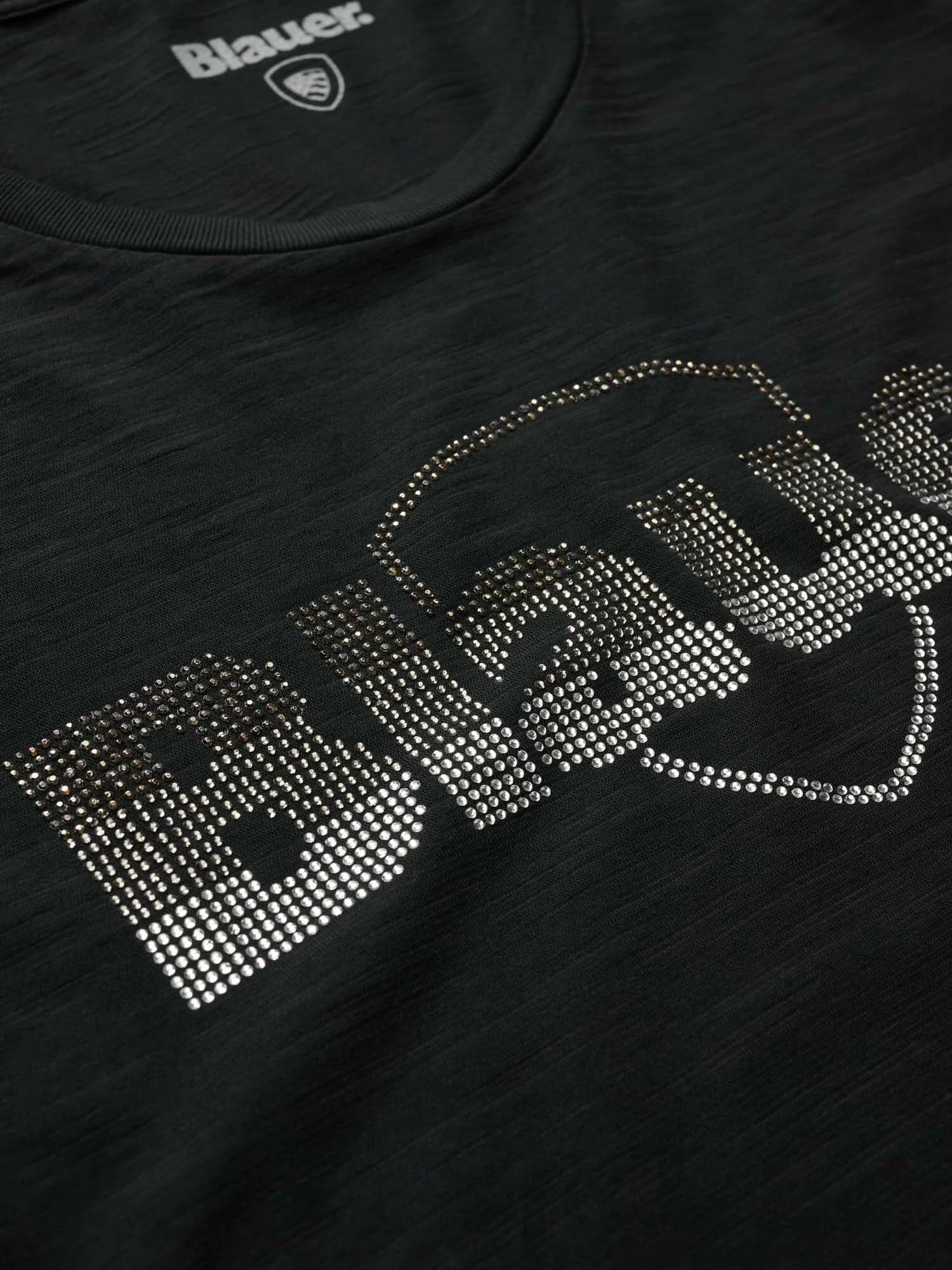 T-shirt Donna Blauer Graham 26SBLDH02411 con logo glitterato – Nero - 5