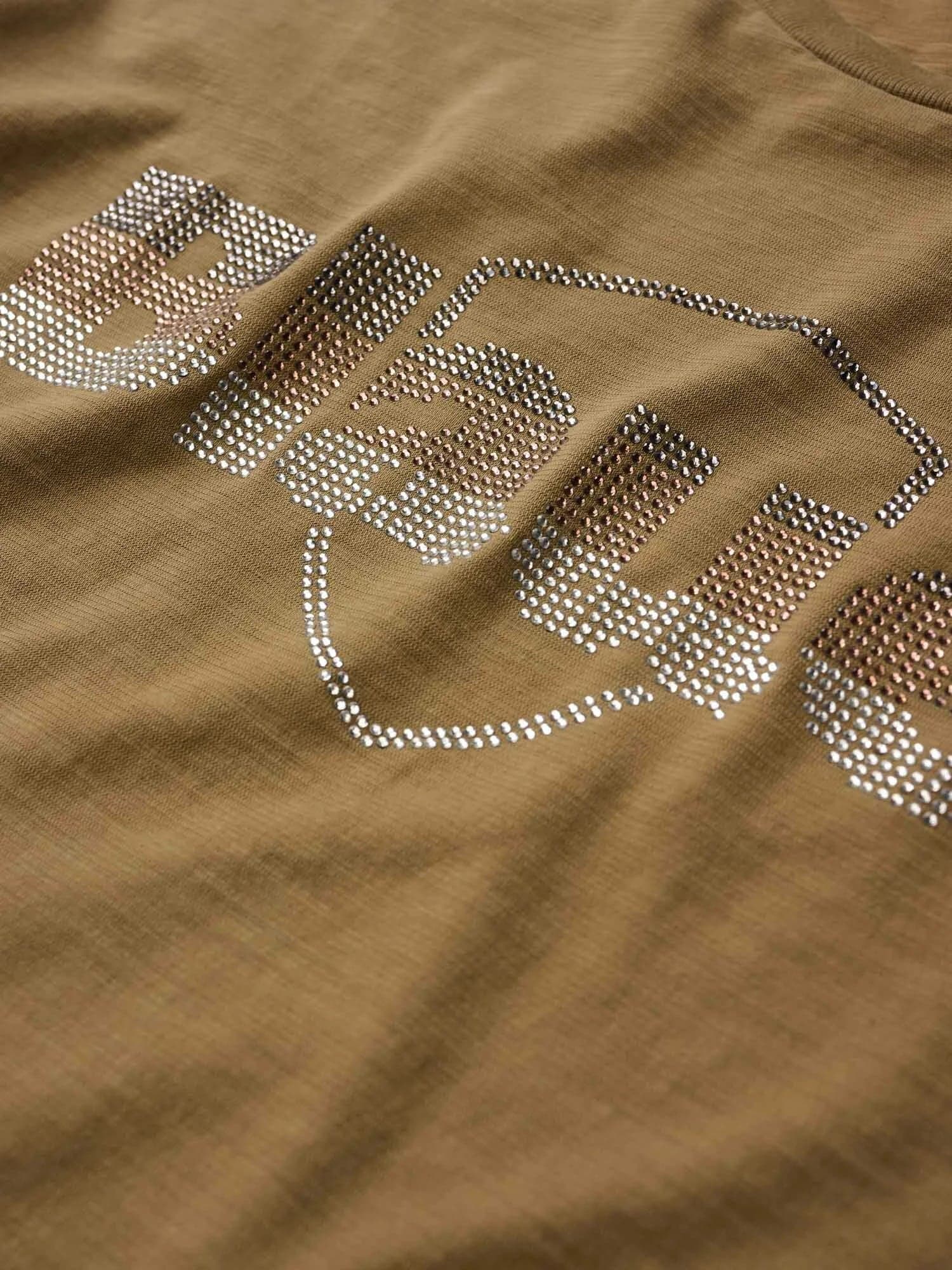 T-shirt Donna Blauer Graham 26SBLDH02411 logo glitterato – Nocciola - 5