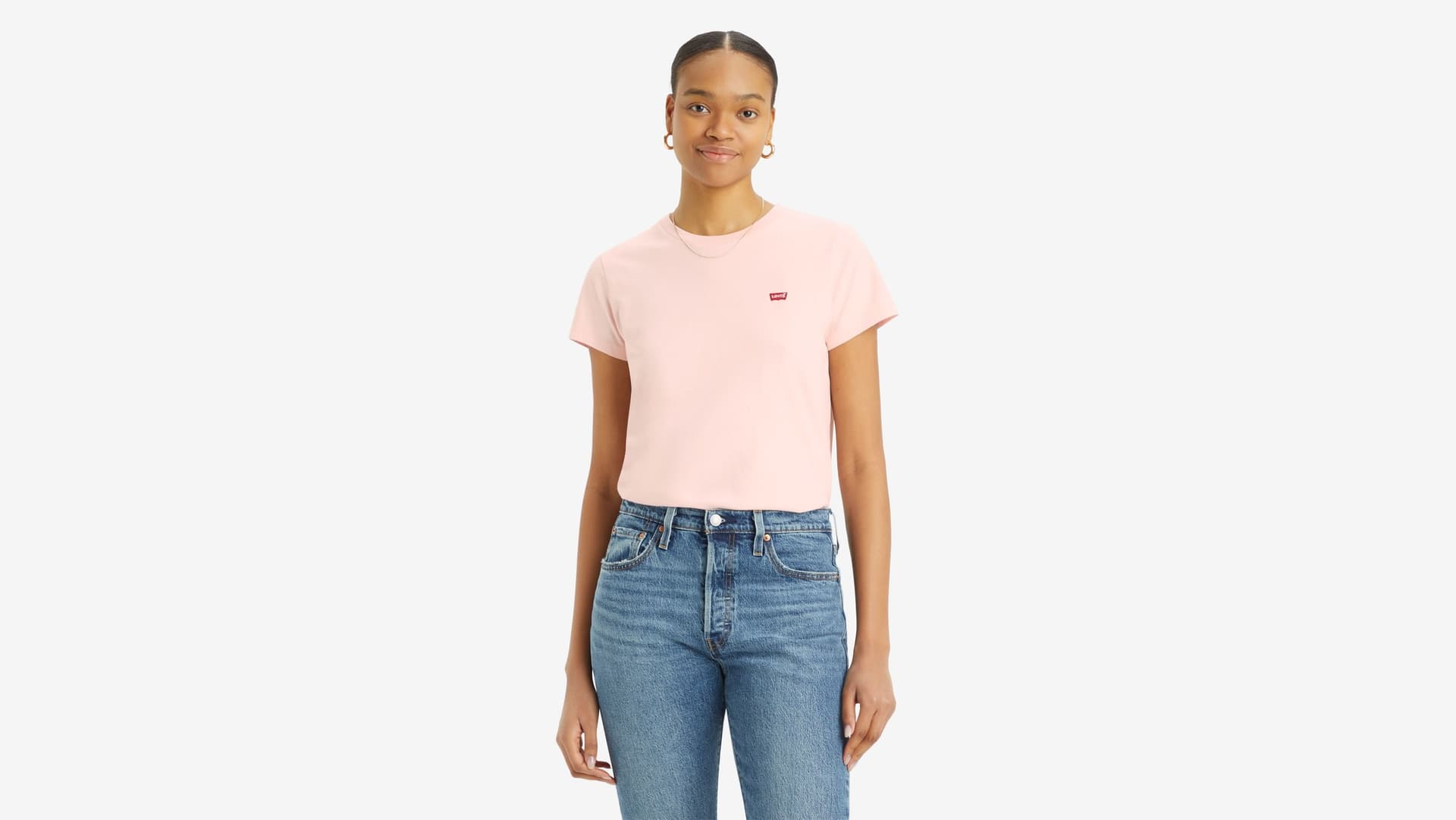 T-shirt donna Levi's Perfect Tee rosa in cotone girocollo vestibilità standard - 2