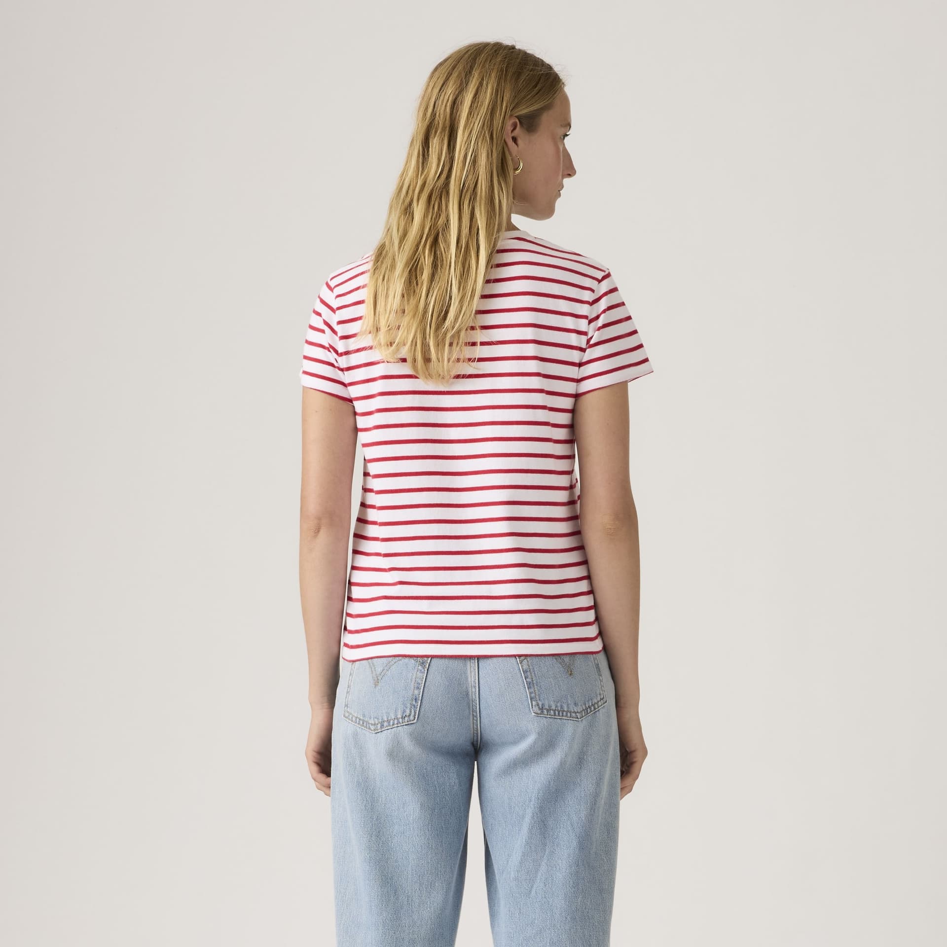 T-shirt donna Levi's Perfect Tee rossa a righe in cotone girocollo - 4