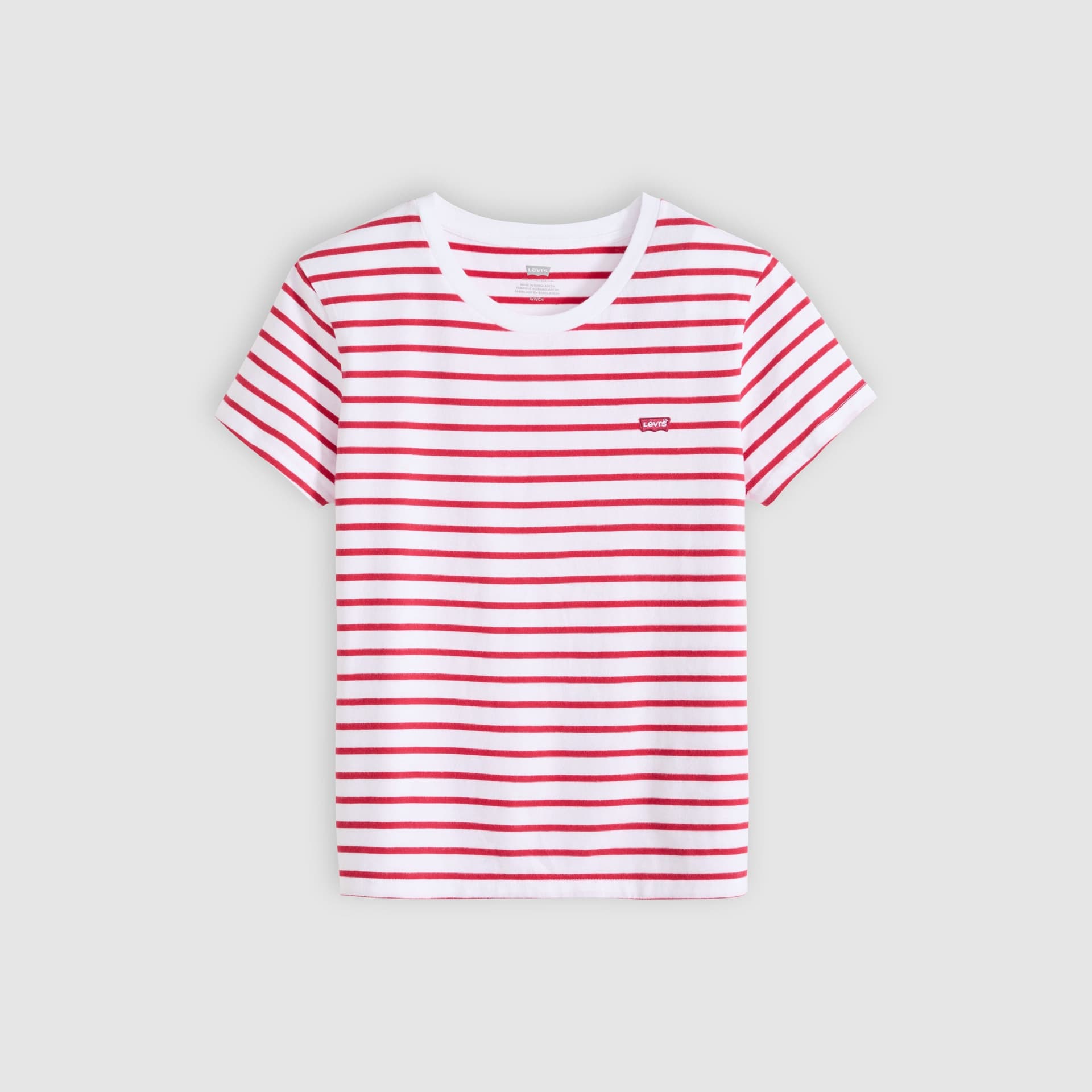 T-shirt donna Levi's Perfect Tee rossa a righe in cotone girocollo - 5