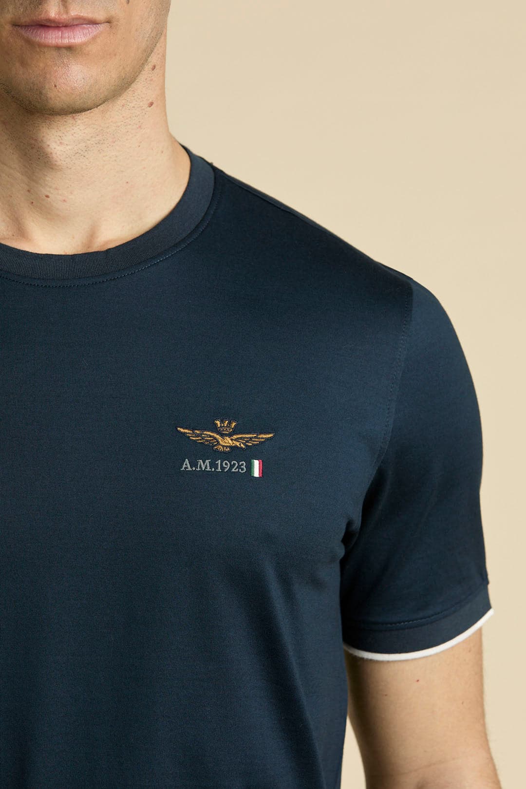 T-shirt Uomo Aeronautica Militare blu navy cotone mercerizzato girocollo - 4