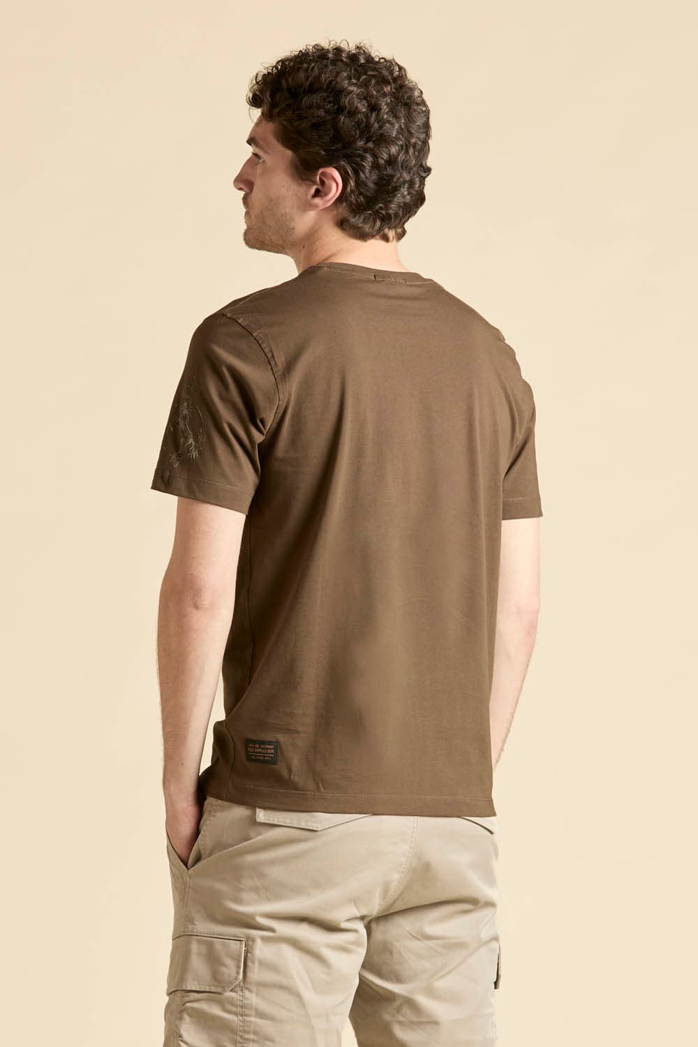T-shirt Uomo Aeronautica Militare marrone stampa 4° Stormo cotone - 2