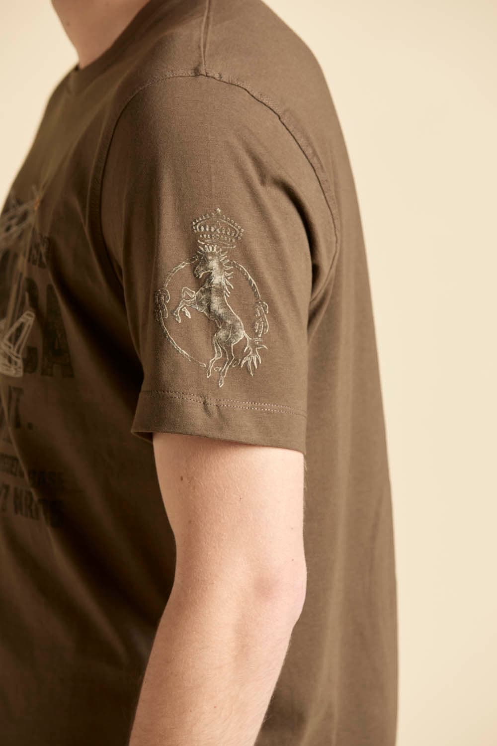 T-shirt Uomo Aeronautica Militare marrone stampa 4° Stormo cotone - 5