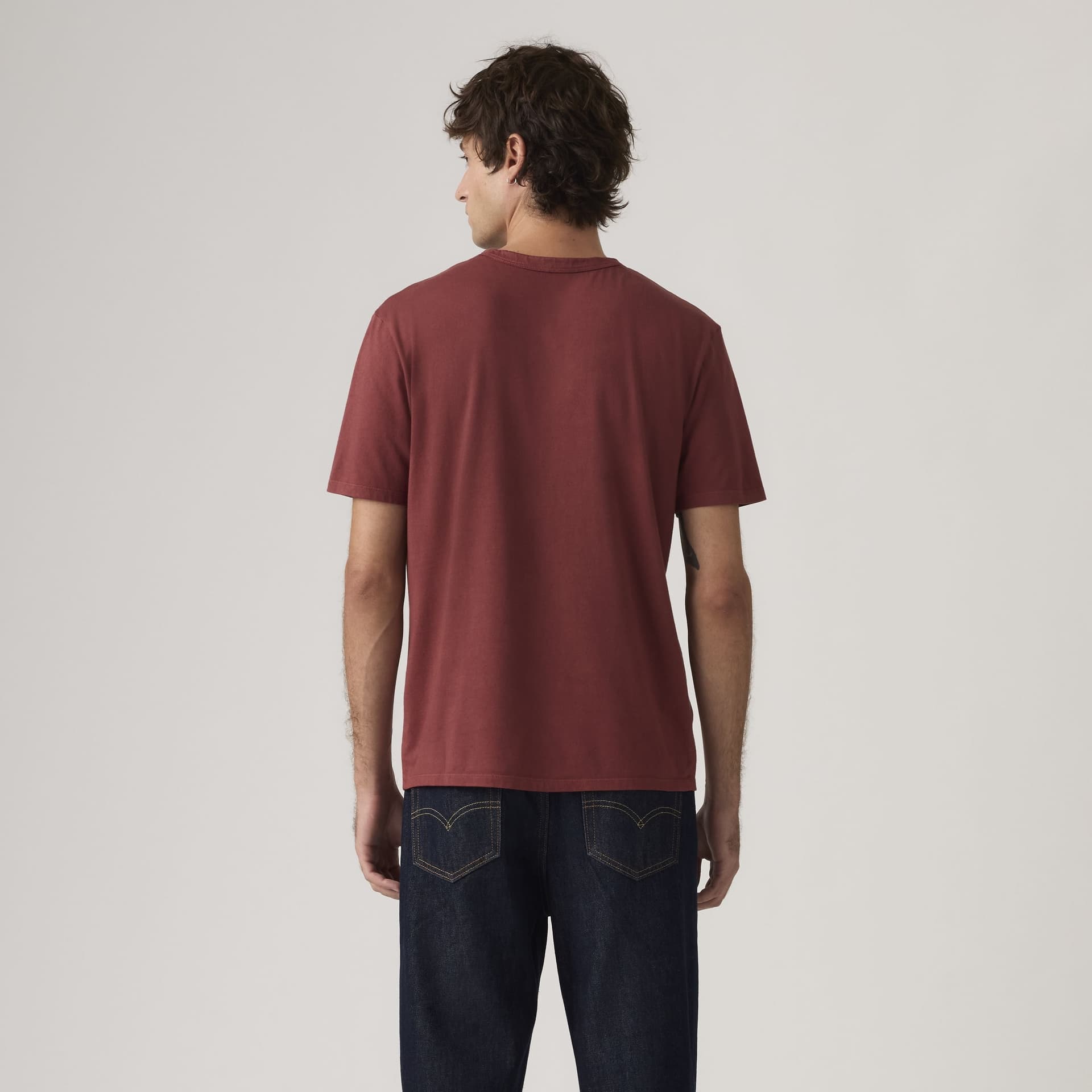 T-shirt uomo Levi's Original girocollo in cotone rosso garment dyed - 4