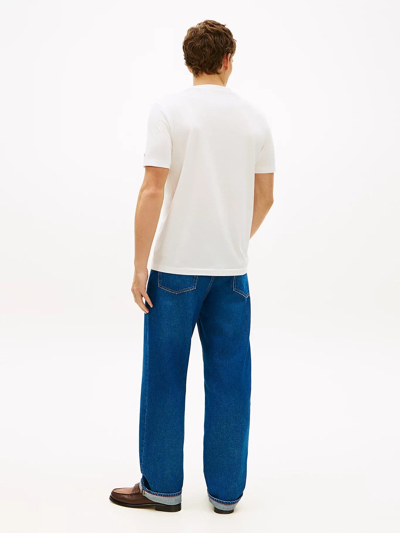 T-shirt uomo Tommy Hilfiger in cotone mercerizzato con logo ricamato bianca MW0MW43066YBL - 4