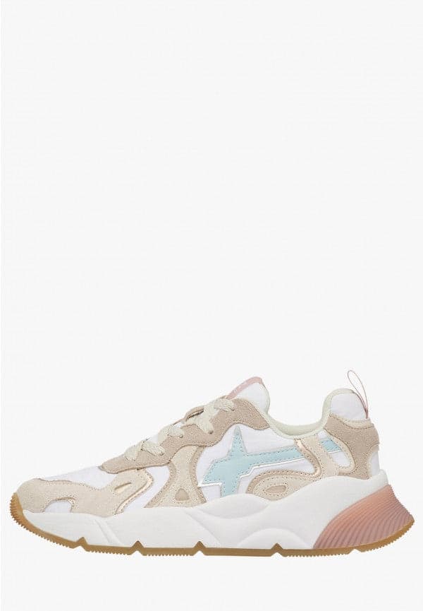 W6yz scarpe donna SARAH-W. - Sneakers in suede e tessuto tecnico - Beige-Bianco - 2