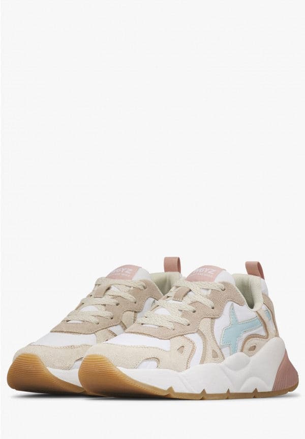 W6yz scarpe donna SARAH-W. - Sneakers in suede e tessuto tecnico - Beige-Bianco - 5