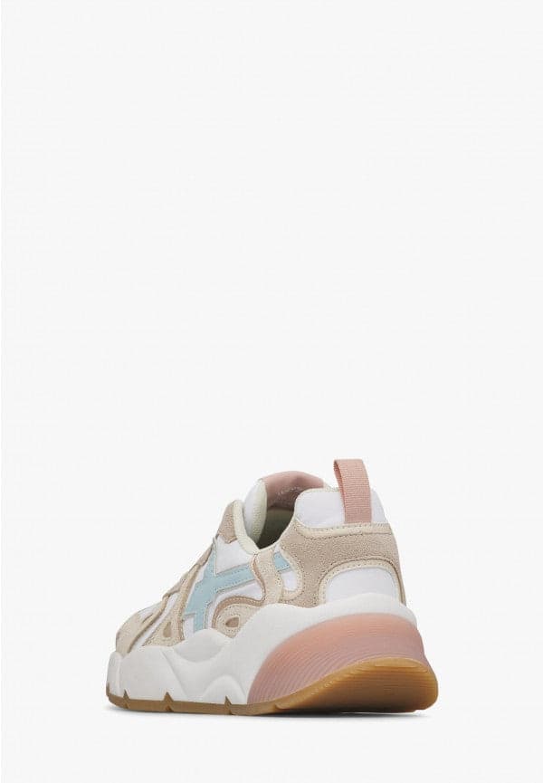 W6yz scarpe donna SARAH-W. - Sneakers in suede e tessuto tecnico - Beige-Bianco - 6