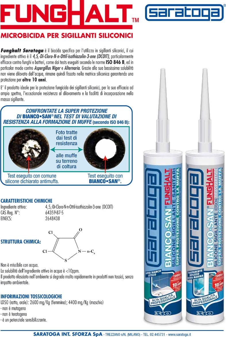 Saratoga BIANCO SAN Funghalt – Silicone sigillante sanitari – 310 ml - 2