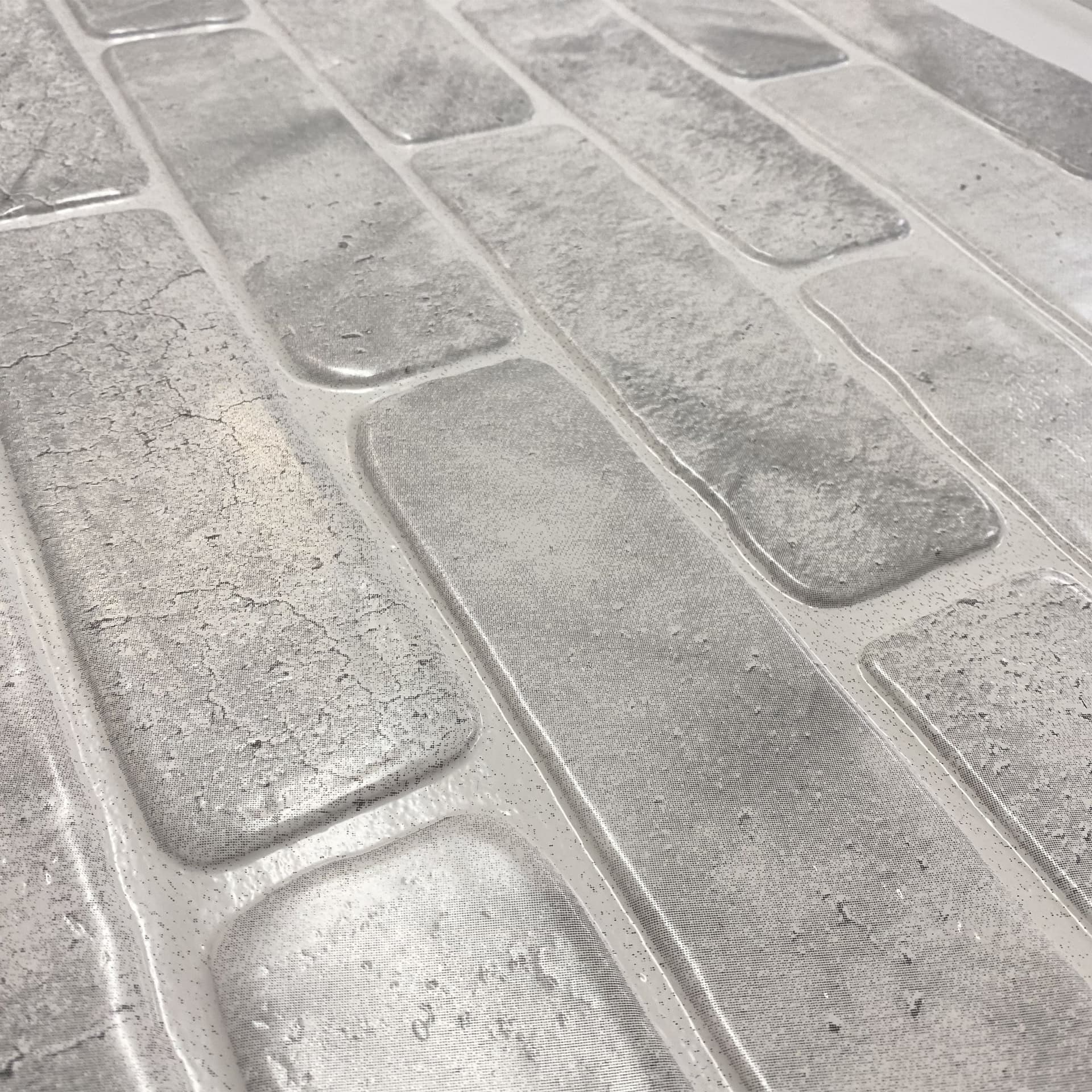 Pannelli 3D Rivestimento a parete in PVC effetto pietra VECCHI MATTONI GRIGI  Realistici e isolanti. - 4