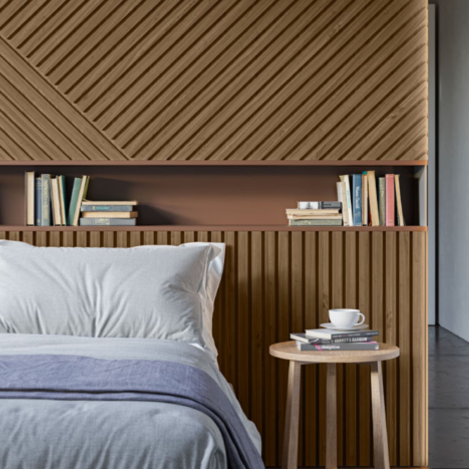 €49,90al mq - pacco da 3,6mq (due aste) 22x600x3000mm di Rivestimento ACUSTICO Pet e polimeri LAMELLI vari decori - 12