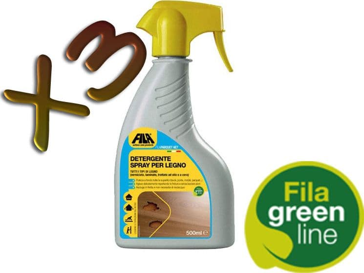 N. 3 flaconi da lt 0,500 di Detergente spray per pulire a fondo parquet laminati, verniciati e trattati ad olio o cera , porte , mobili ecc.