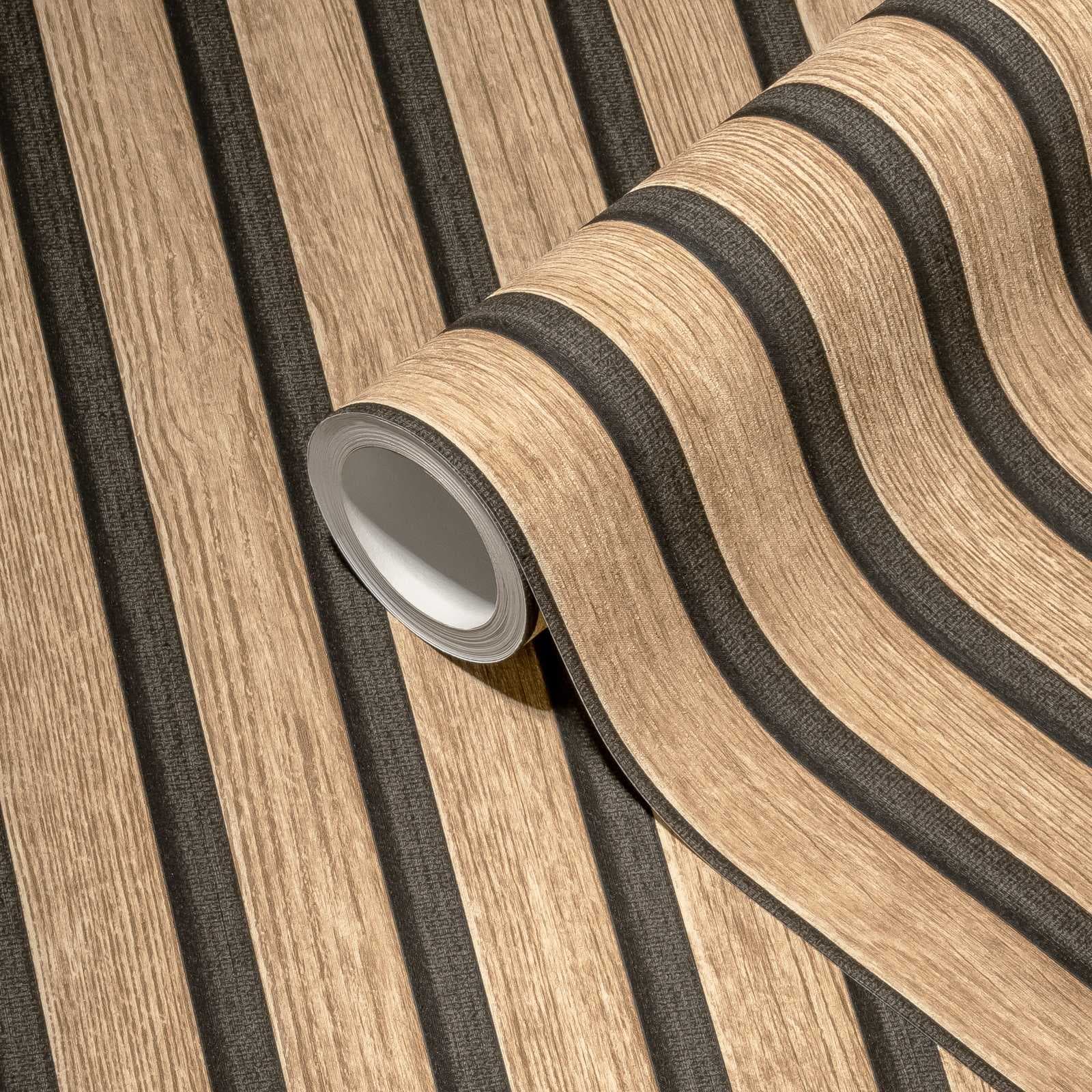 Rotolo da 5 mq di Carta da Parati LAMELLI LEGNO MILLERIGHE 3D effetto Boiserie ROVERE - 9