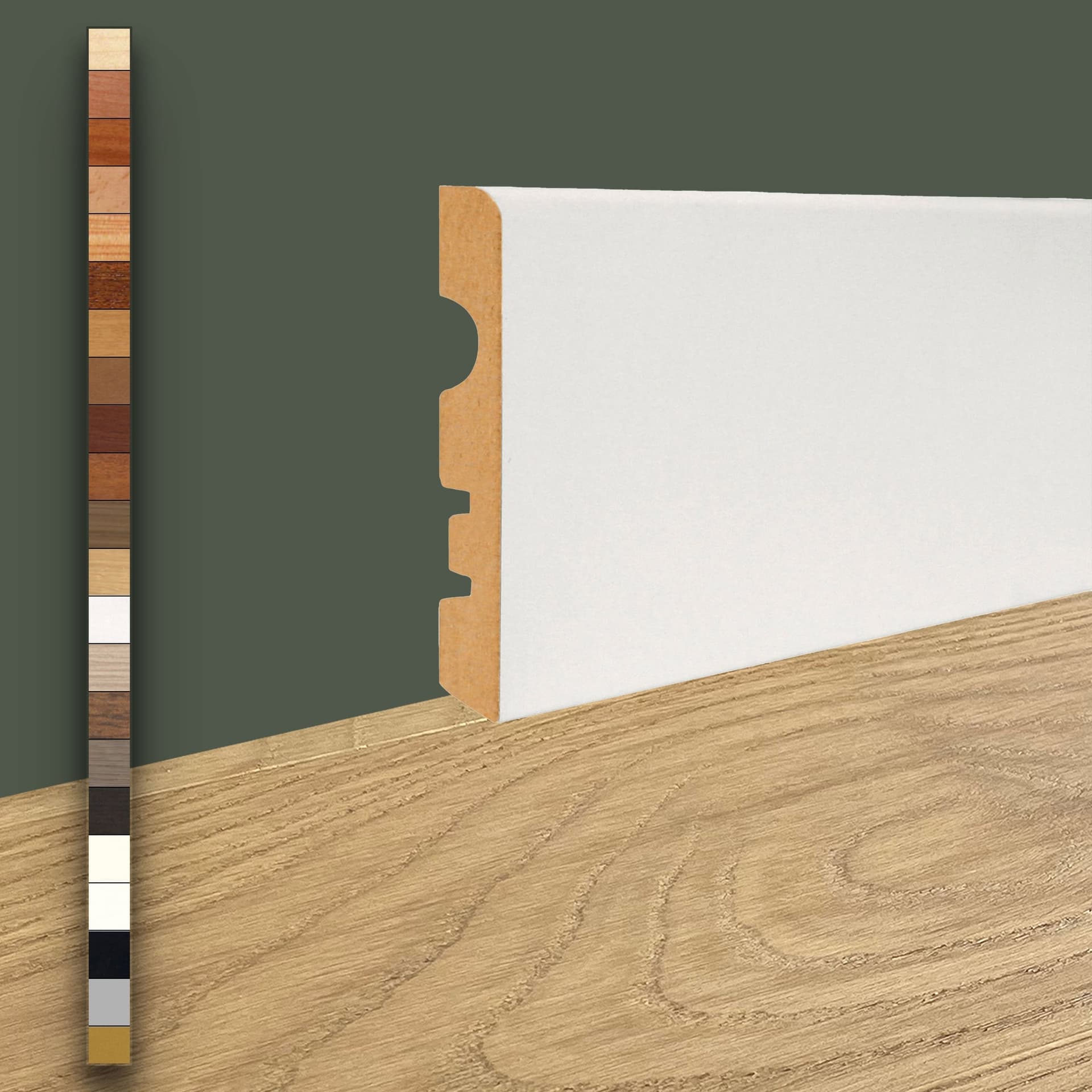 Battiscopa MDF 70X10 Passacavo BC varie essenze incl. Bianchi RAL, ORO, ALLUMINIO (prezzo al metro) - 1