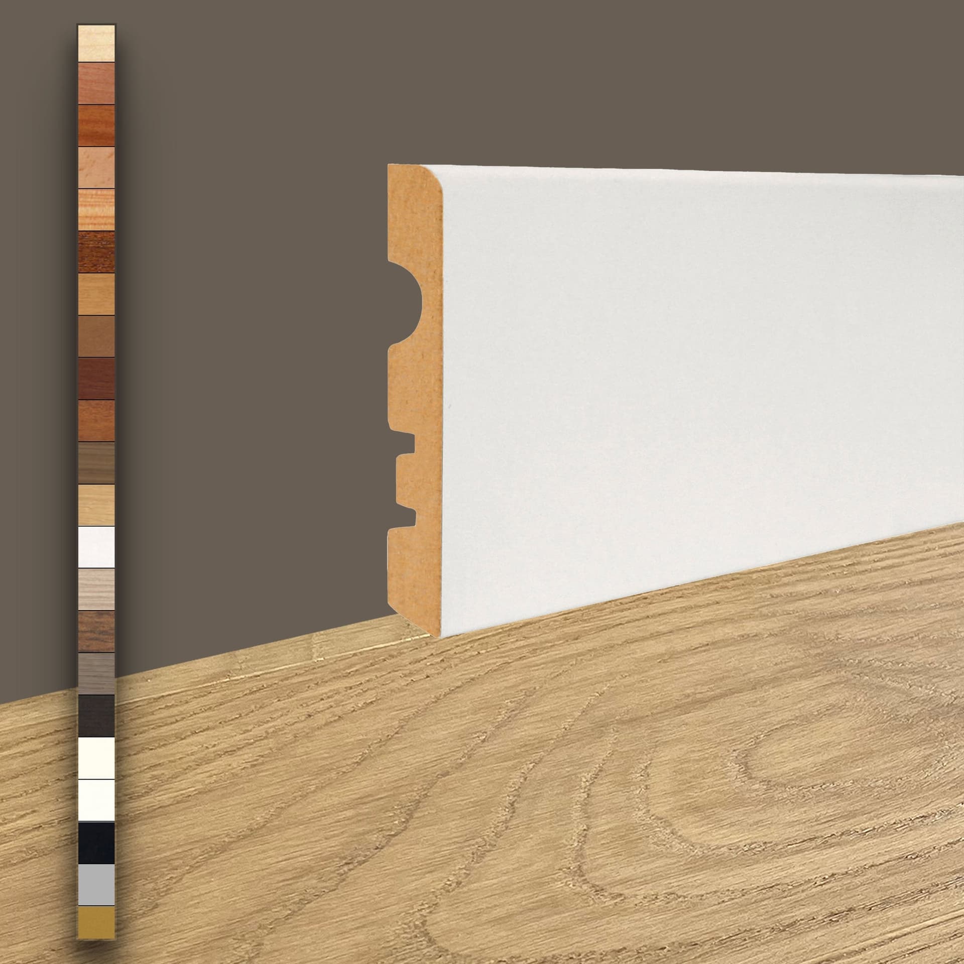 Battiscopa MDF 70X10 Passacavo BC varie essenze incl. Bianchi RAL, ORO, ALLUMINIO (prezzo al metro) - 2