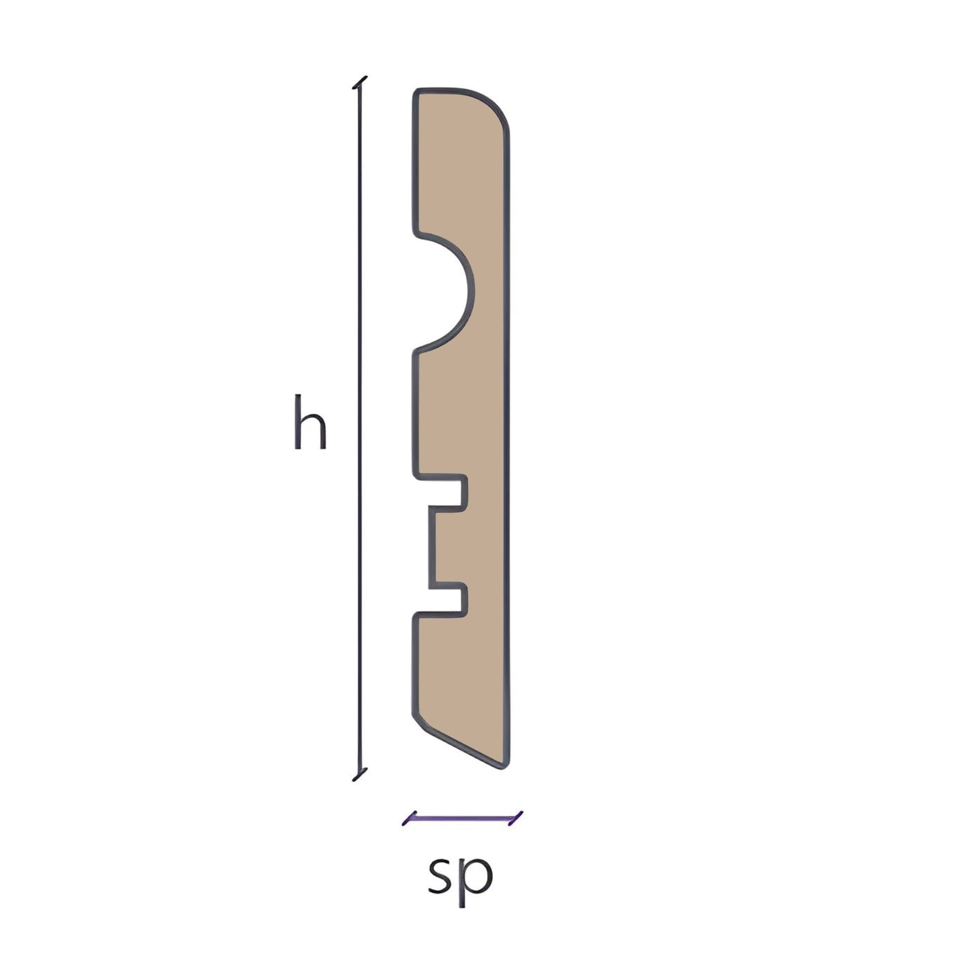 Battiscopa MDF 70X10 Passacavo BC varie essenze incl. Bianchi RAL, ORO, ALLUMINIO (prezzo al metro) - 22
