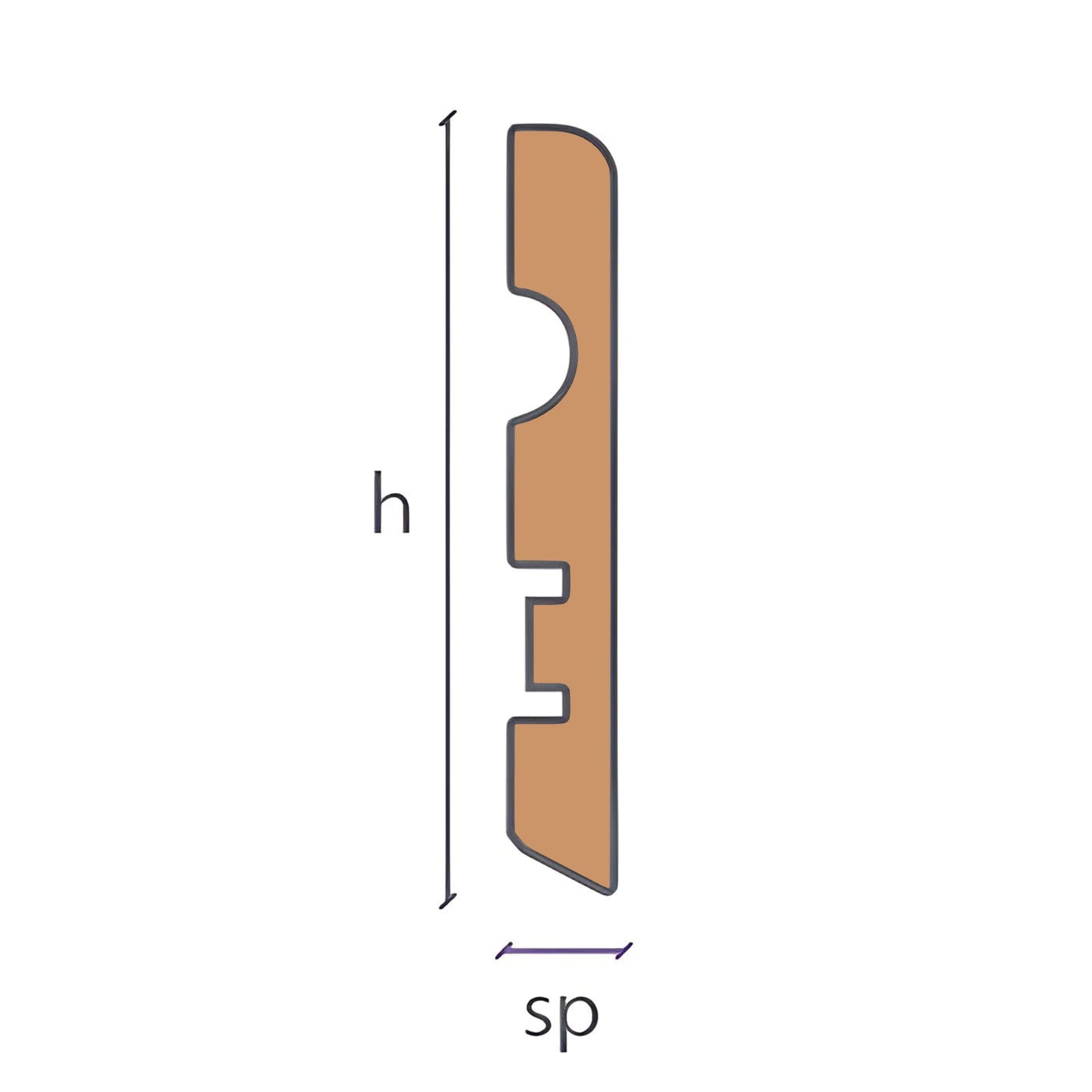 Battiscopa MDF 70X10 Passacavo BC varie essenze incl. Bianchi RAL, ORO, ALLUMINIO (prezzo al metro) - 7