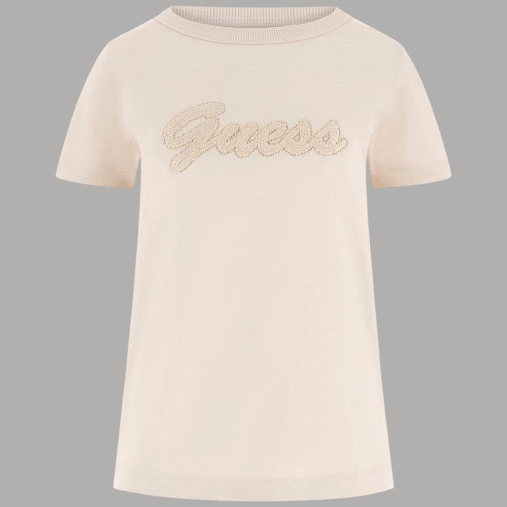 T-shirt Guess Cotone Boxy con Ricamo Logo 3D - 5