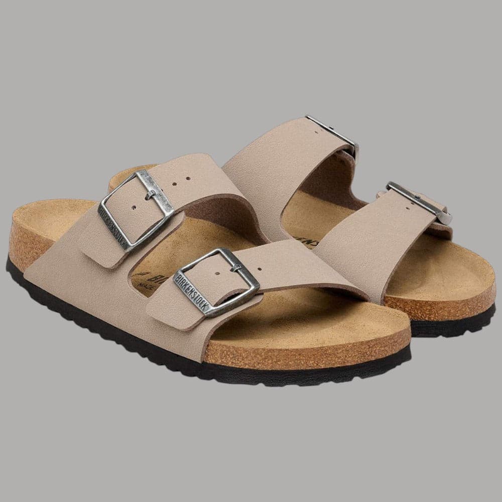 Sandali Birkenstock Arizona Grigio Taupe Nabuk Narrow Fit - 2
