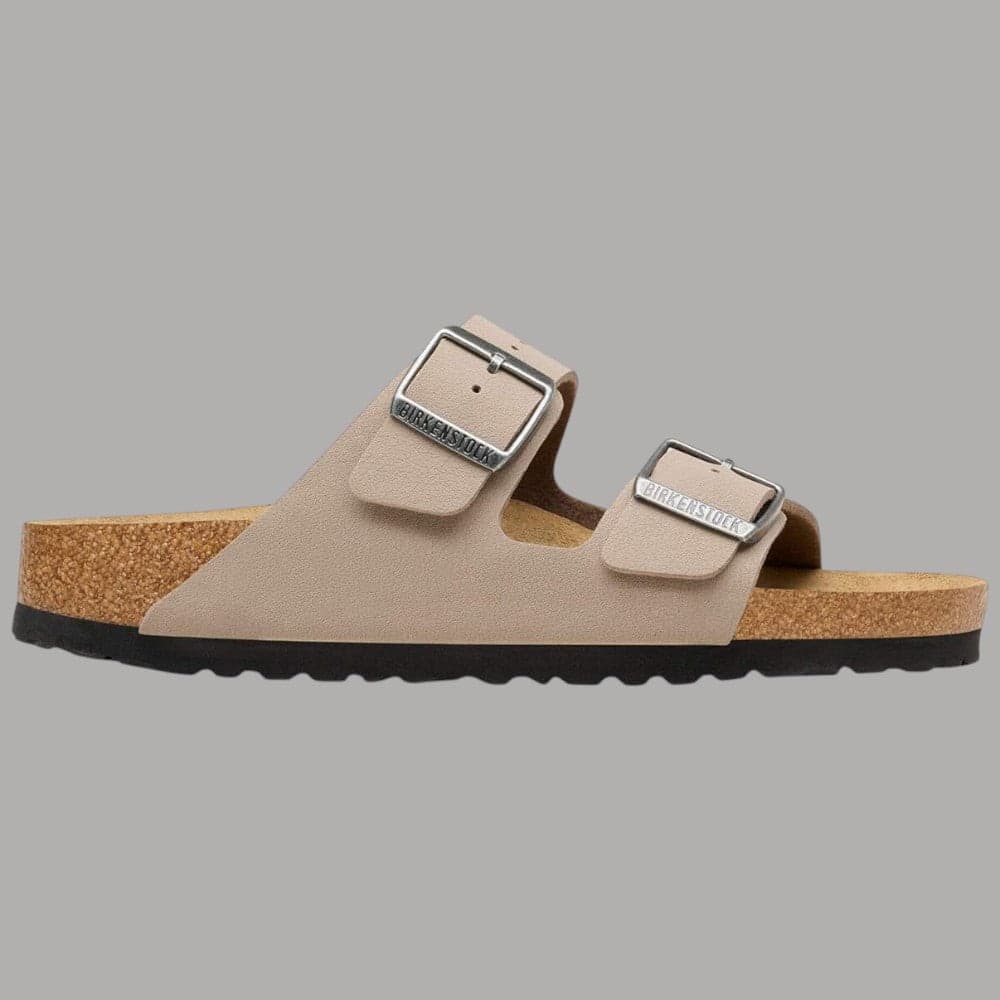 Sandali Birkenstock Arizona Grigio Taupe Nabuk Narrow Fit - 3