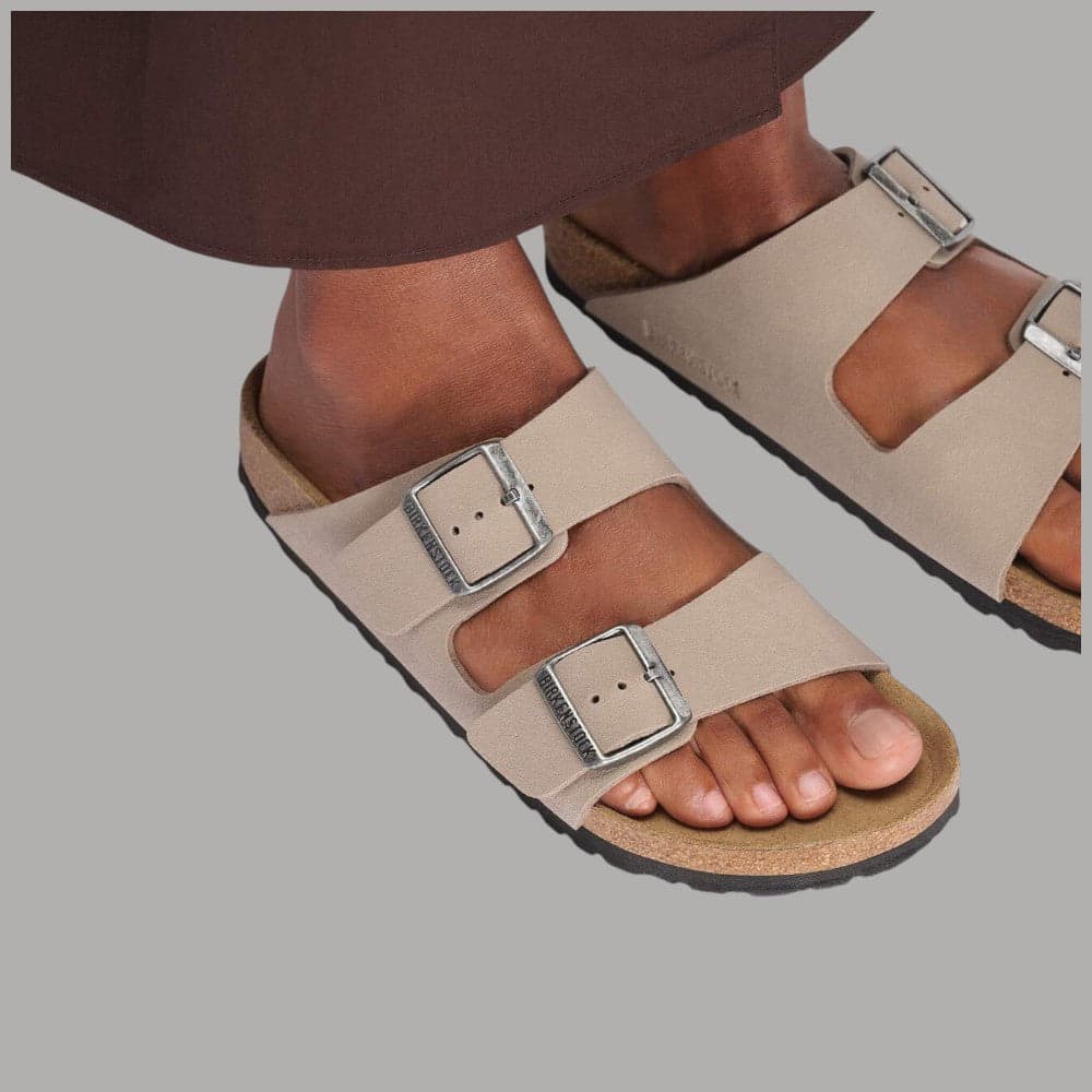 Sandali Birkenstock Arizona Grigio Taupe Nabuk Narrow Fit - 7
