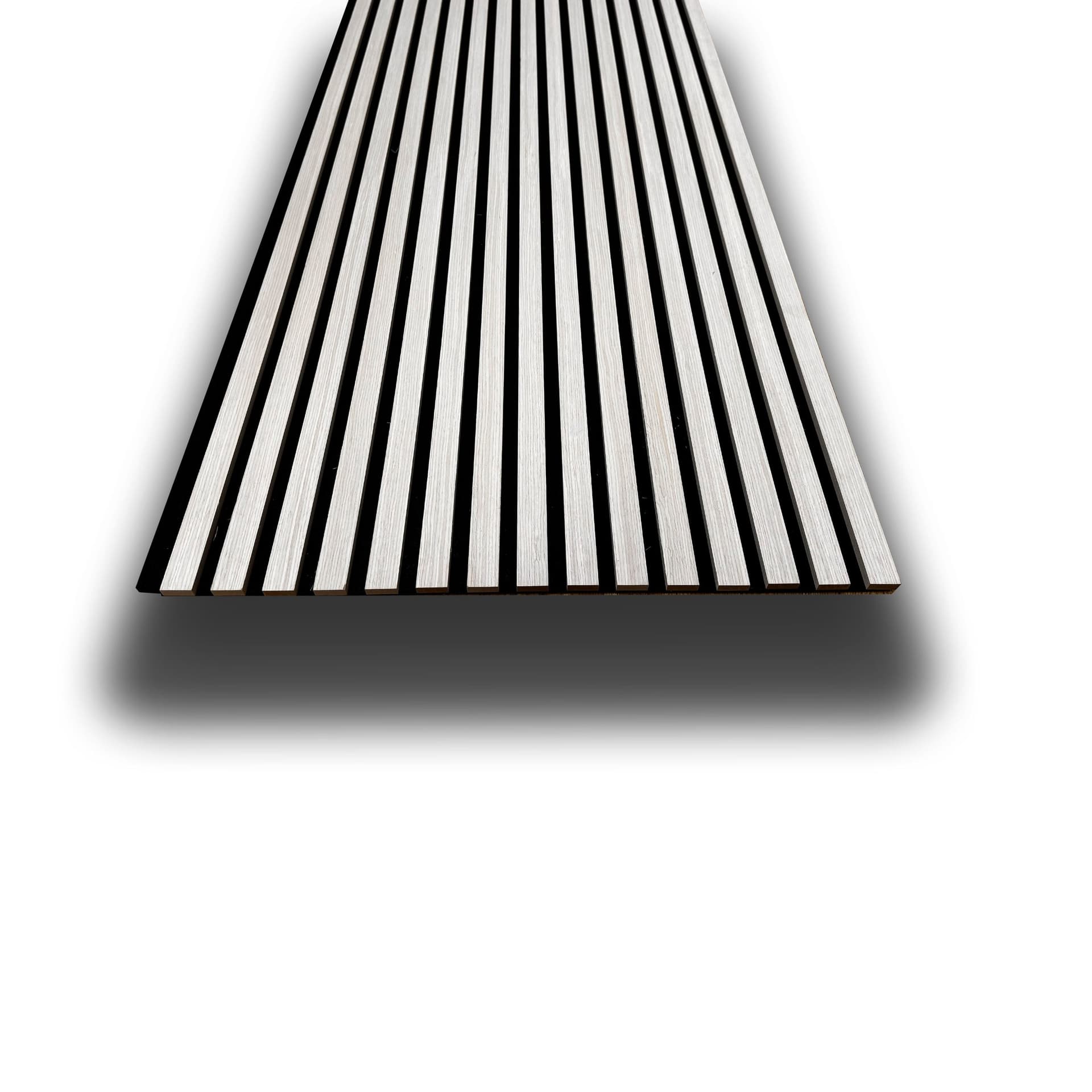 Pannello ACUSTICO (1,74mq) a Lamelli AUTOADESIVO rivestito in VERO LEGNO + feltro + fibra di legno  - mis. 12x600x2900mm ACERO BIANCO - 7
