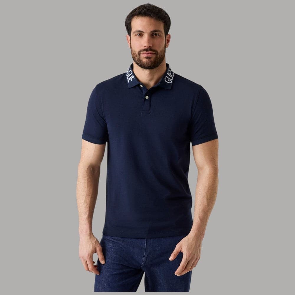 Guess Polo Uomo Slim Cotone con Logo e Bottoni, Maniche Corte - 2