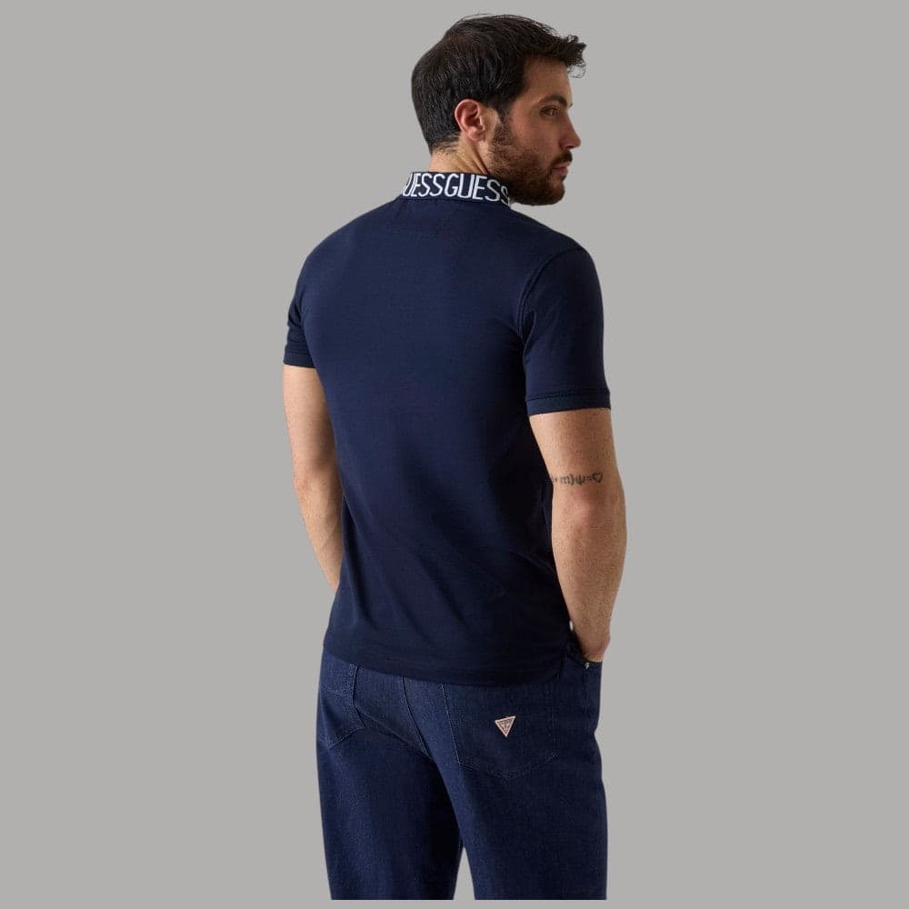 Guess Polo Uomo Slim Cotone con Logo e Bottoni, Maniche Corte - 4
