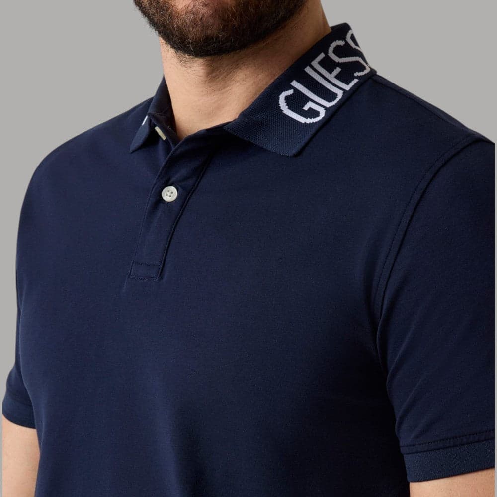 Guess Polo Uomo Slim Cotone con Logo e Bottoni, Maniche Corte - 5