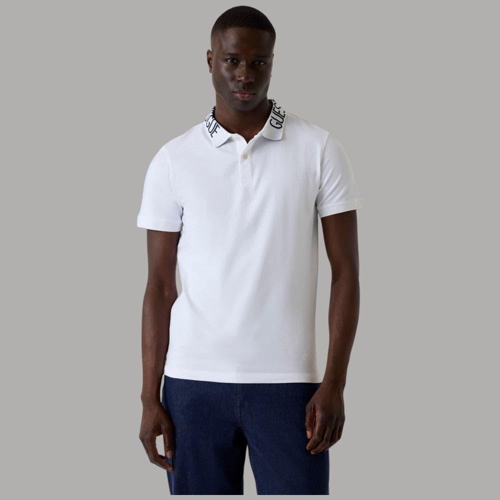 Guess Polo Uomo Slim Cotone con Logo e Bottoni, Maniche Corte - 7