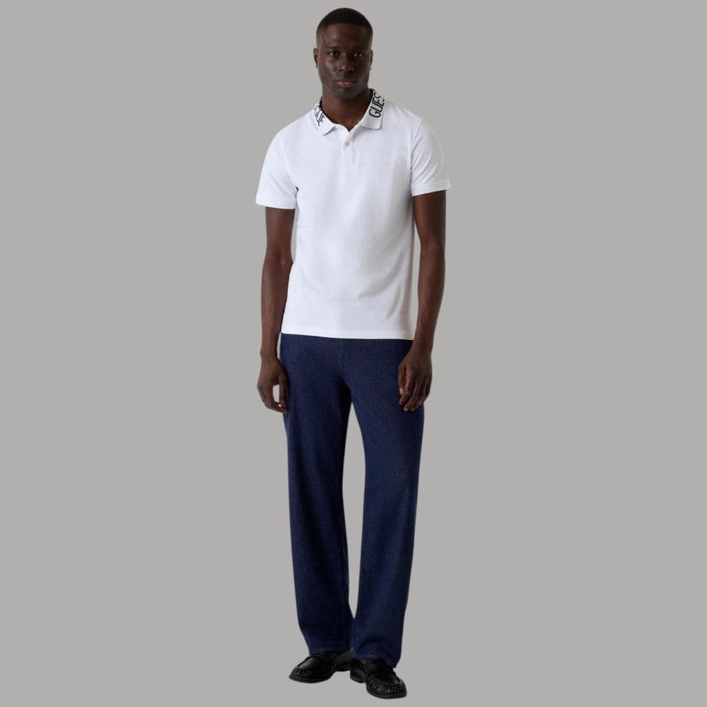 Guess Polo Uomo Slim Cotone con Logo e Bottoni, Maniche Corte - 8