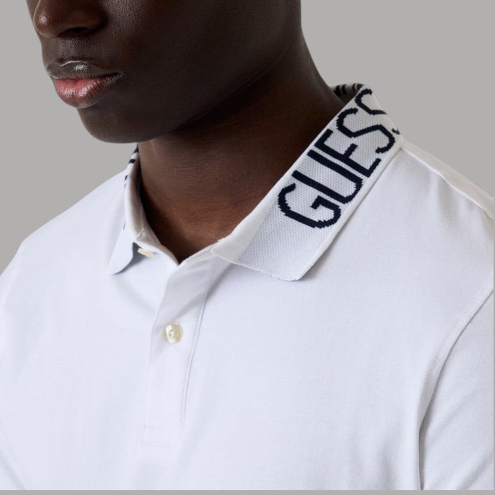 Guess Polo Uomo Slim Cotone con Logo e Bottoni, Maniche Corte - 10