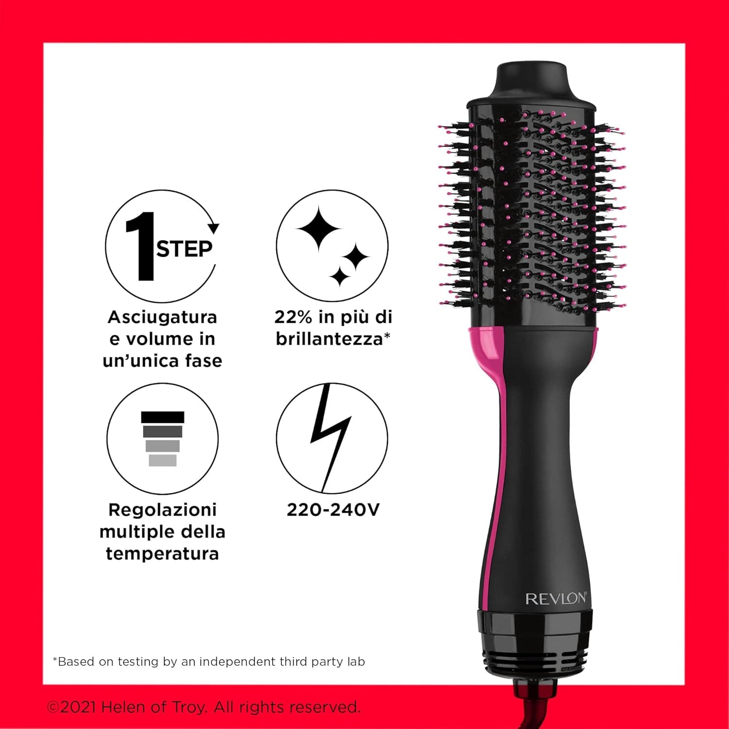 Revlon Spazzola One-Step Asciugacapelli e Volumizzante Nero/Rosa RVDR5222E - 5