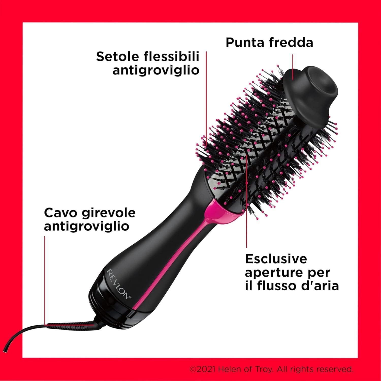 Revlon Spazzola One-Step Asciugacapelli e Volumizzante Nero/Rosa RVDR5222E - 3
